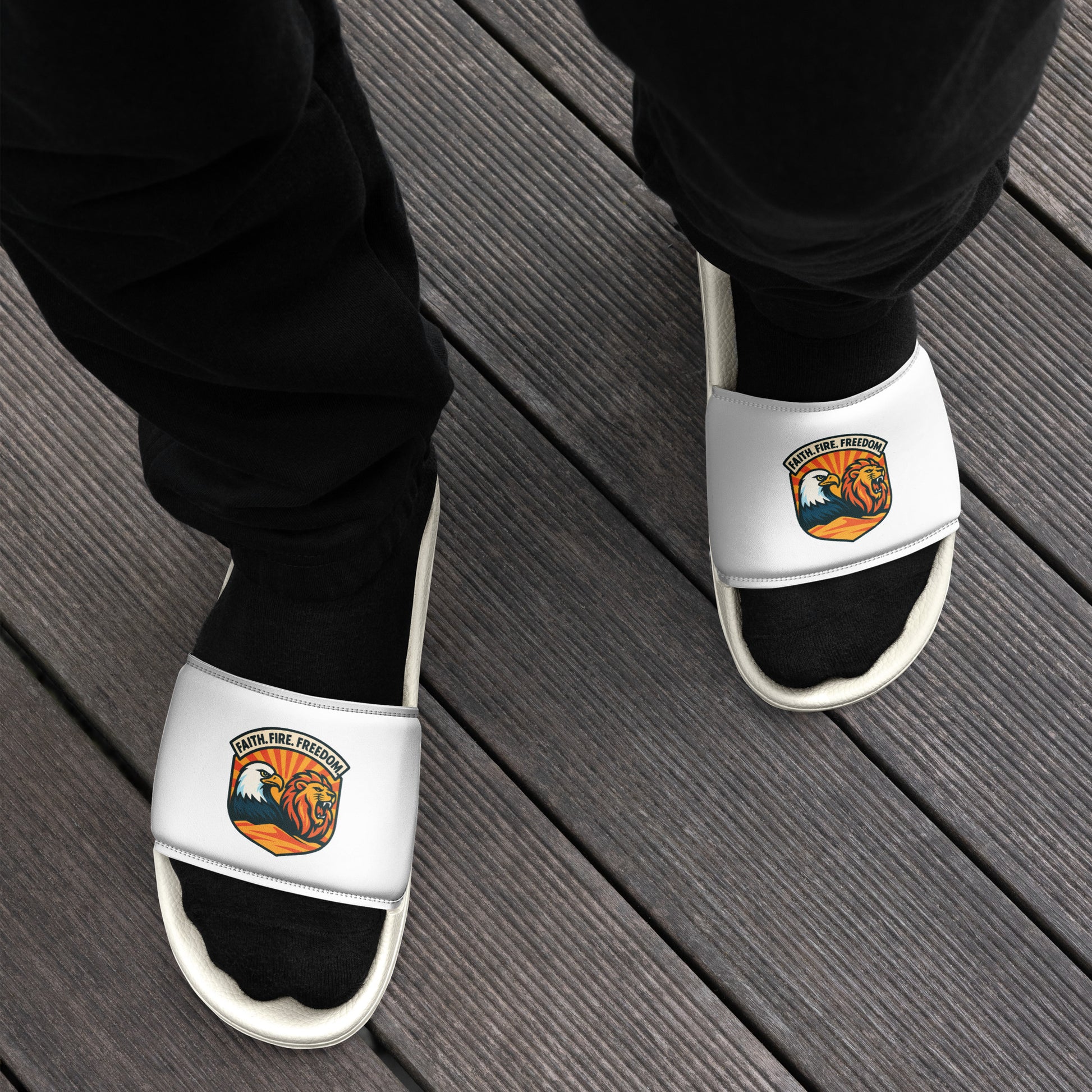 Lions Eagles Rise Men's Slides - American Zionist