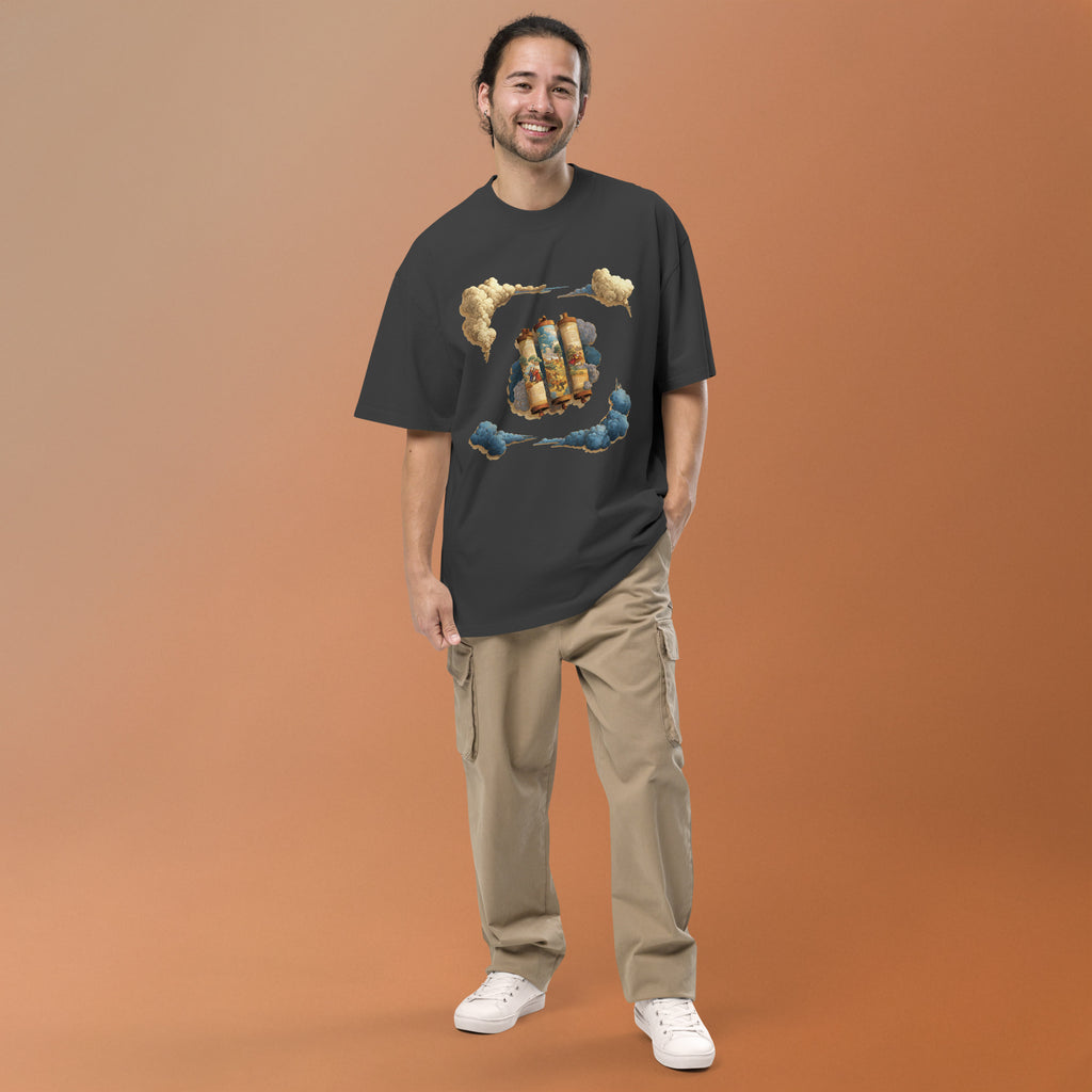Cloudy Scroll of Moses Oversized Faded T-Shirt - American Zionist