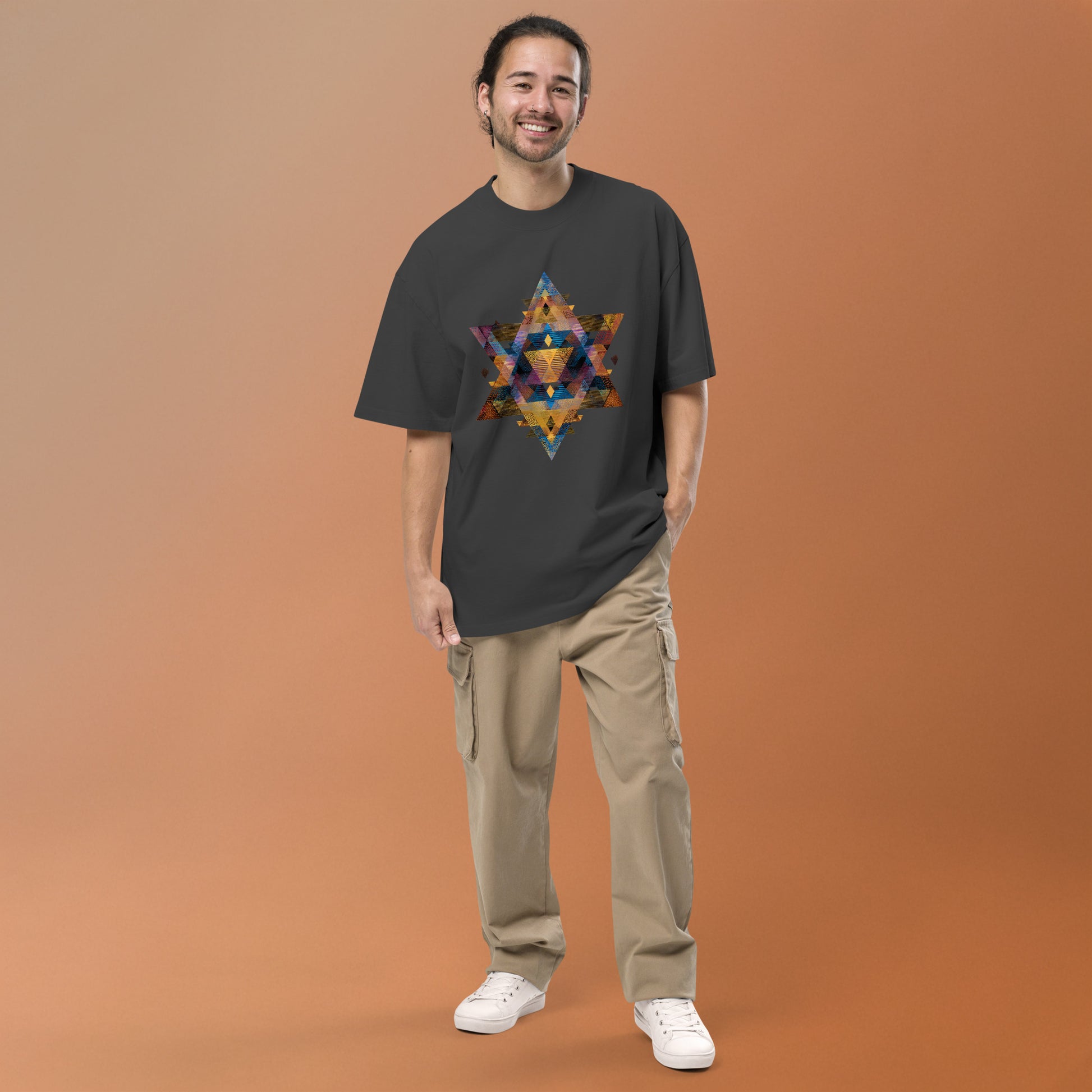 Star of David Geometric Oversized Faded T-Shirt - American Zionist
