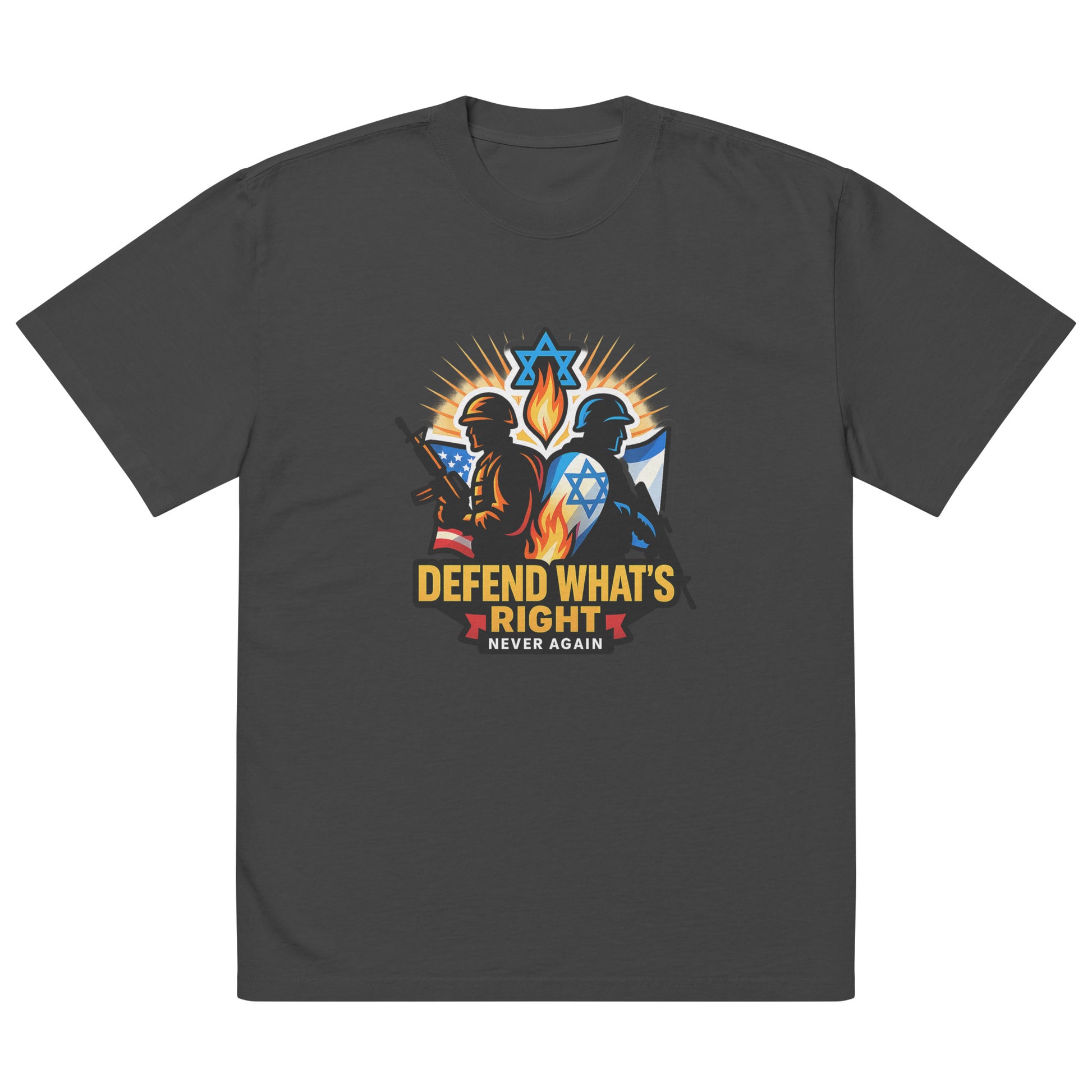 Defend What's Right Oversized Faded T-Shirt - American Zionist