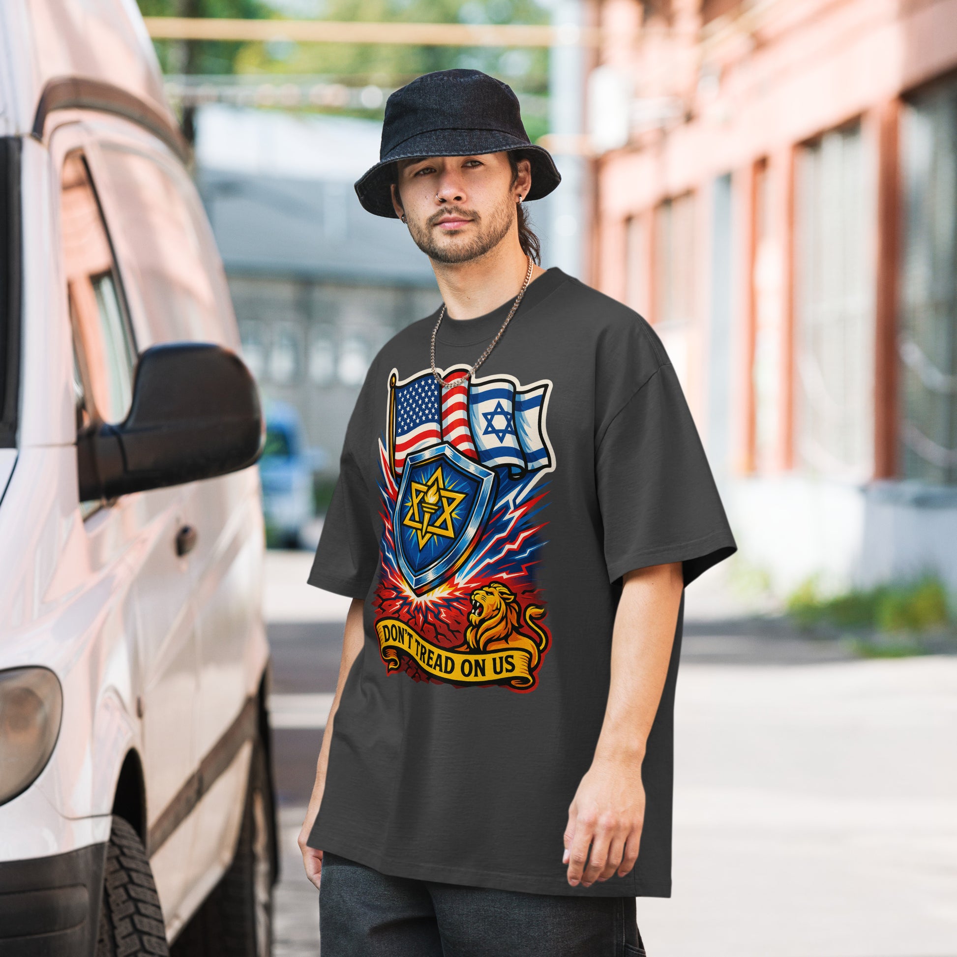 Don't Tread on Us Oversized Faded T-Shirt - American Zionist