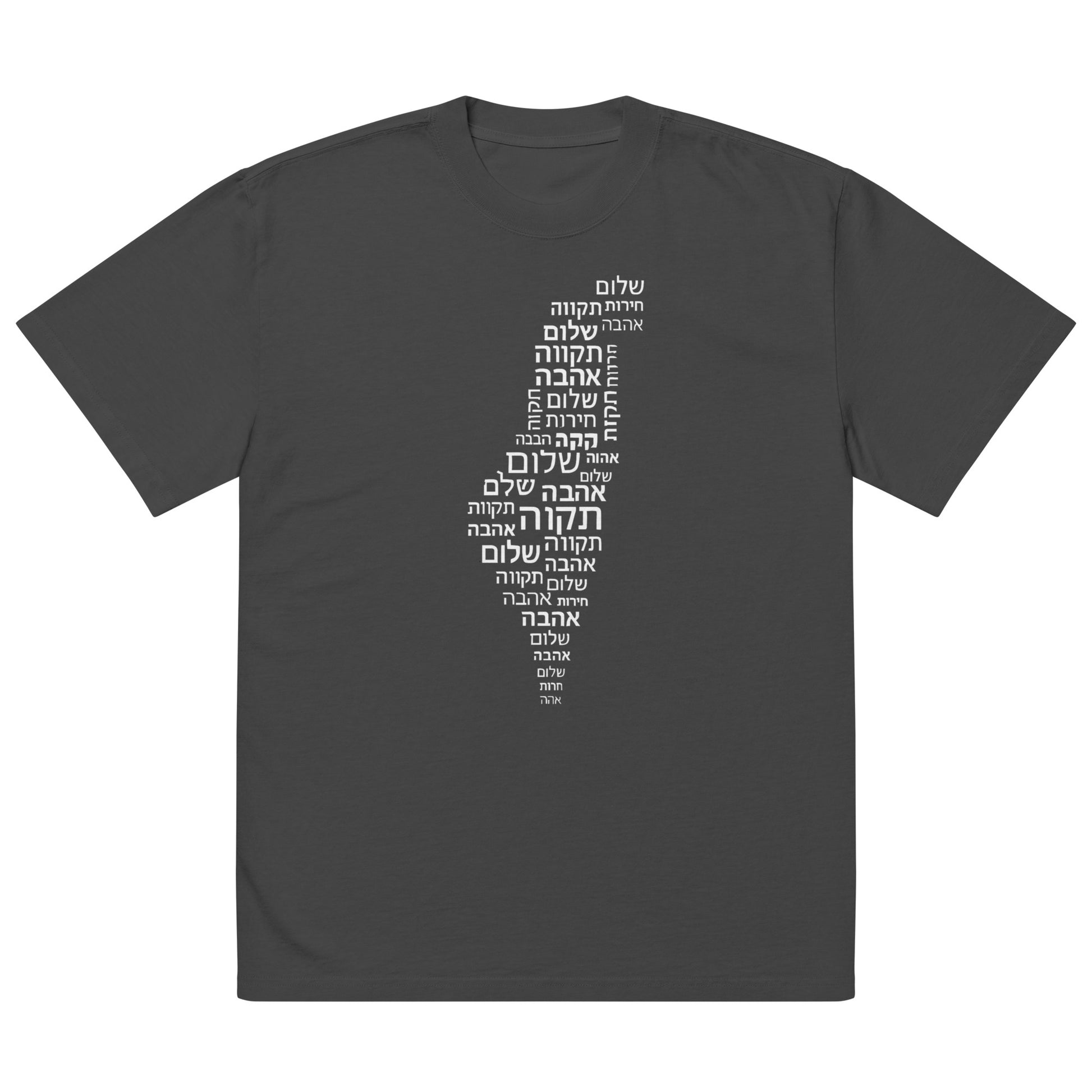 Hebrew Letters Oversized Faded T-Shirt - American Zionist