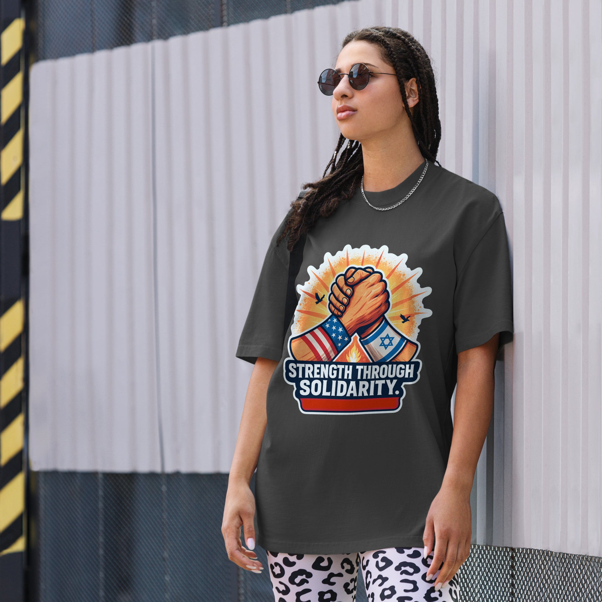 Strength Through Solidarity Oversized Faded T-Shirt - American Zionist