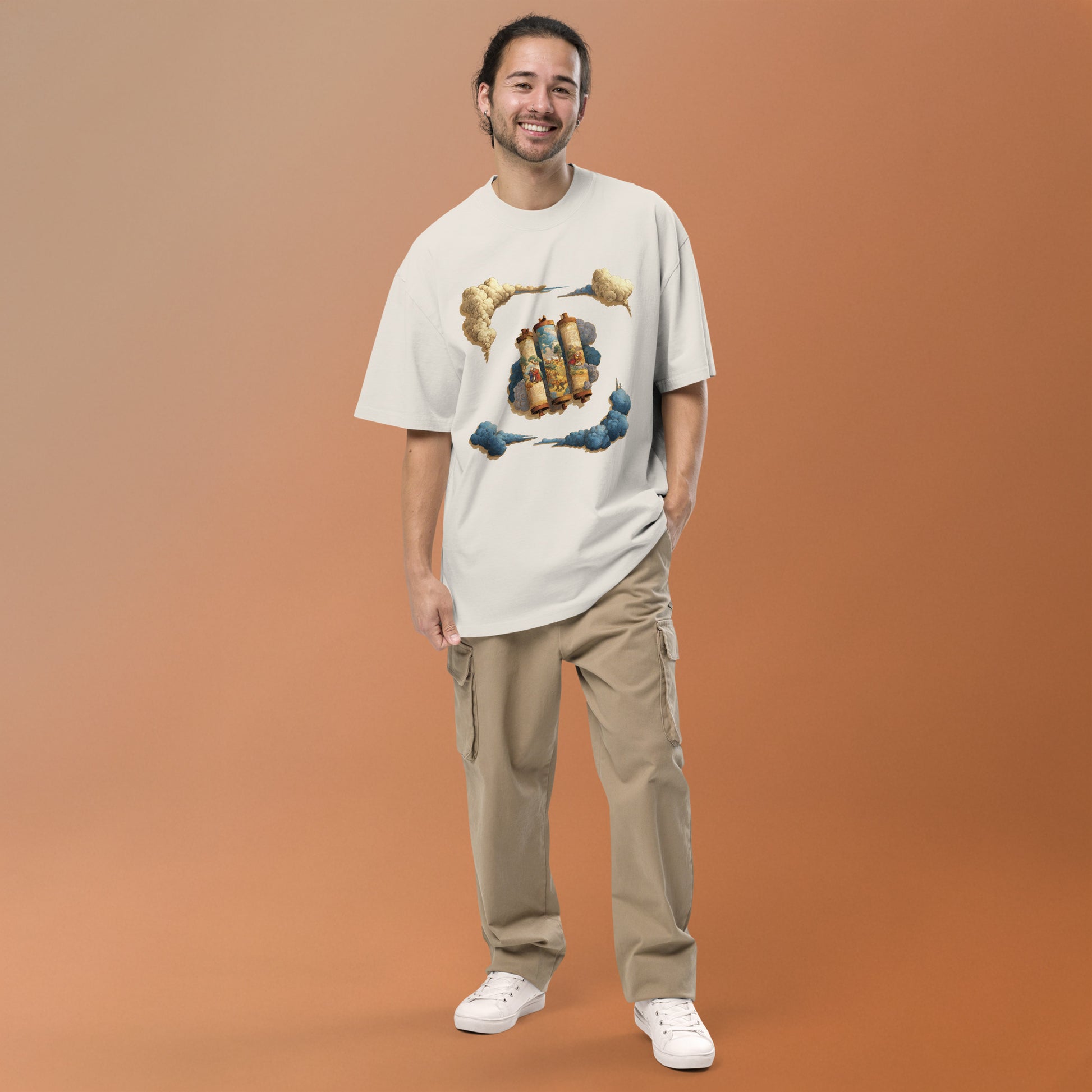 Cloudy Scroll of Moses Oversized Faded T-Shirt - American Zionist