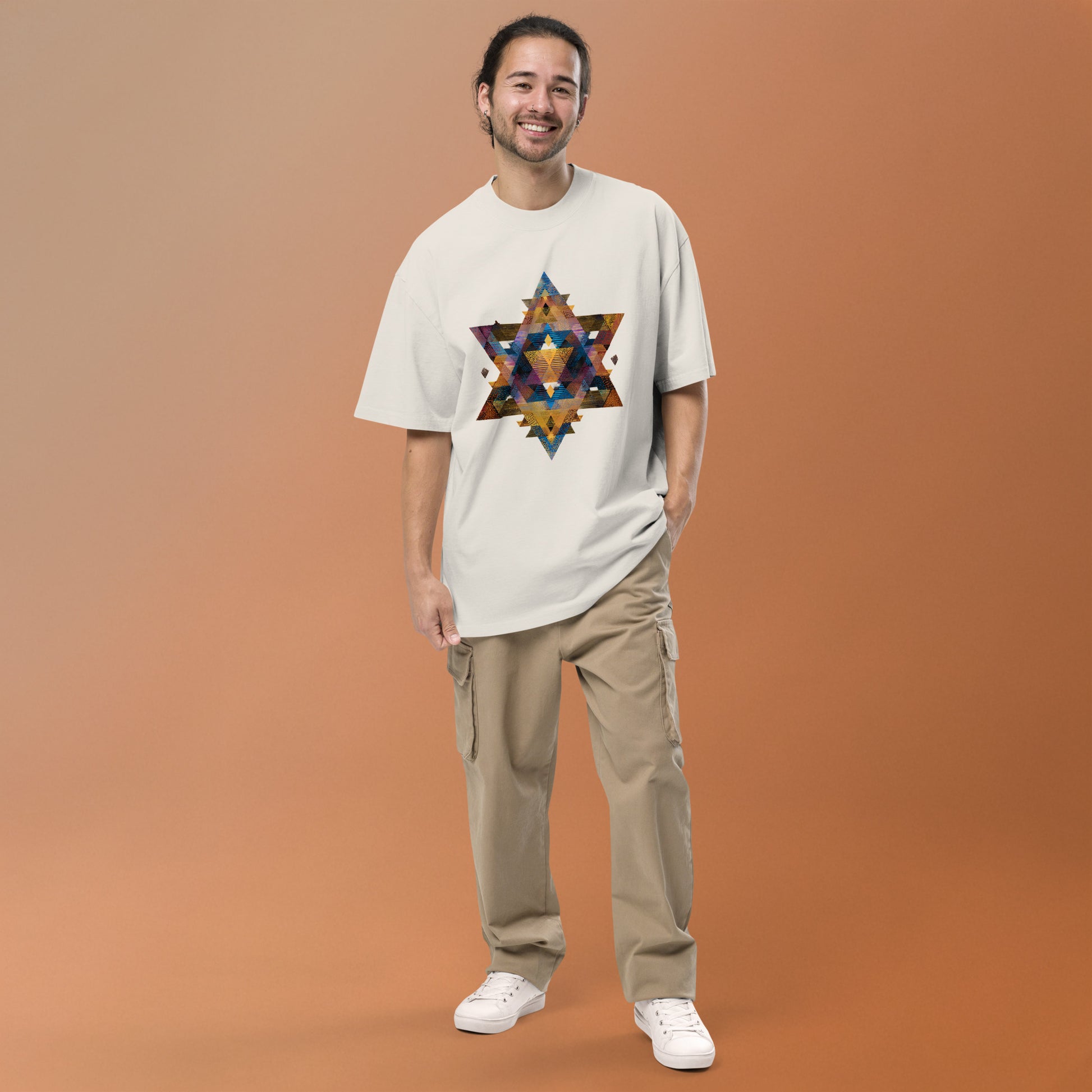 Star of David Geometric Oversized Faded T-Shirt - American Zionist
