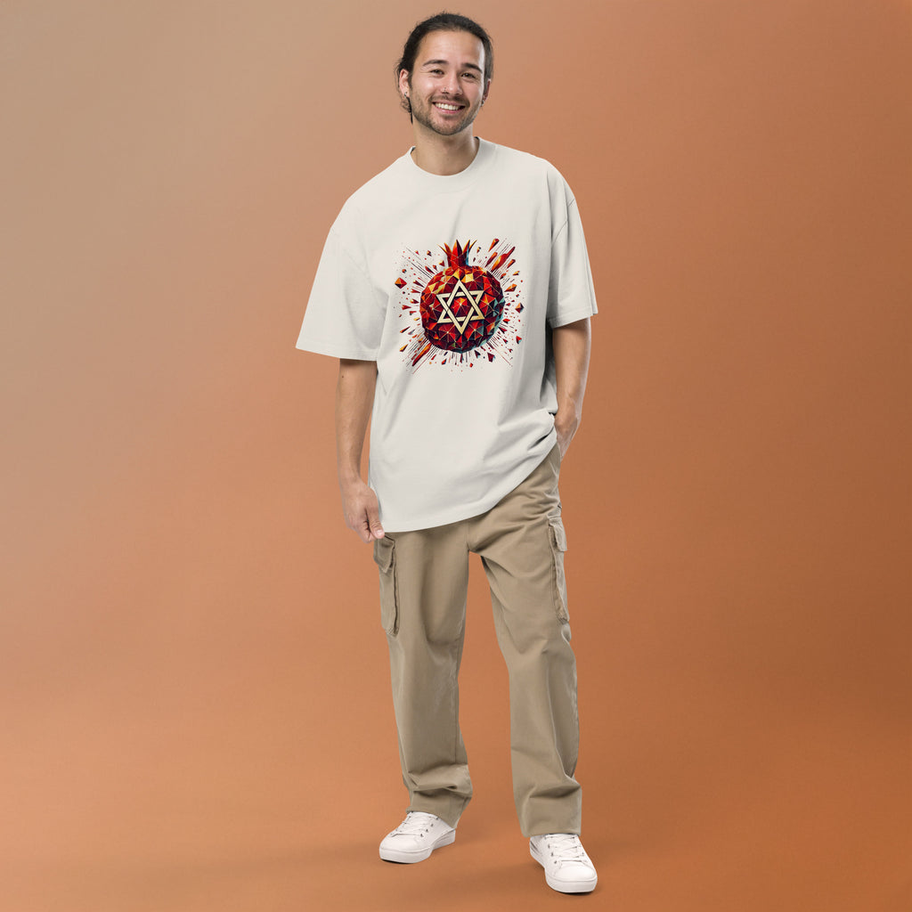 Pomegranate Star of David Oversized Faded T-Shirt - American Zionist
