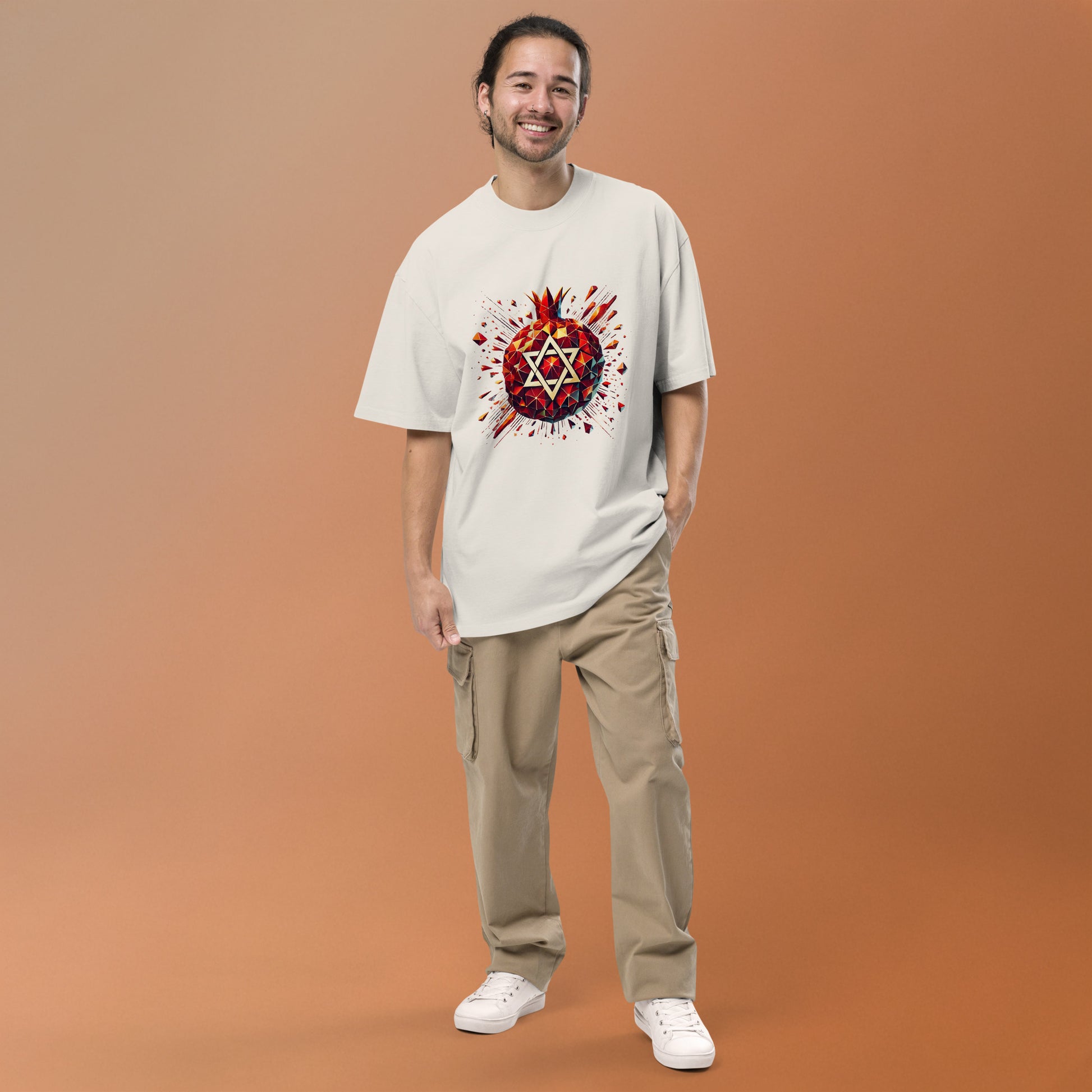 Pomegranate Star of David Oversized Faded T-Shirt - American Zionist