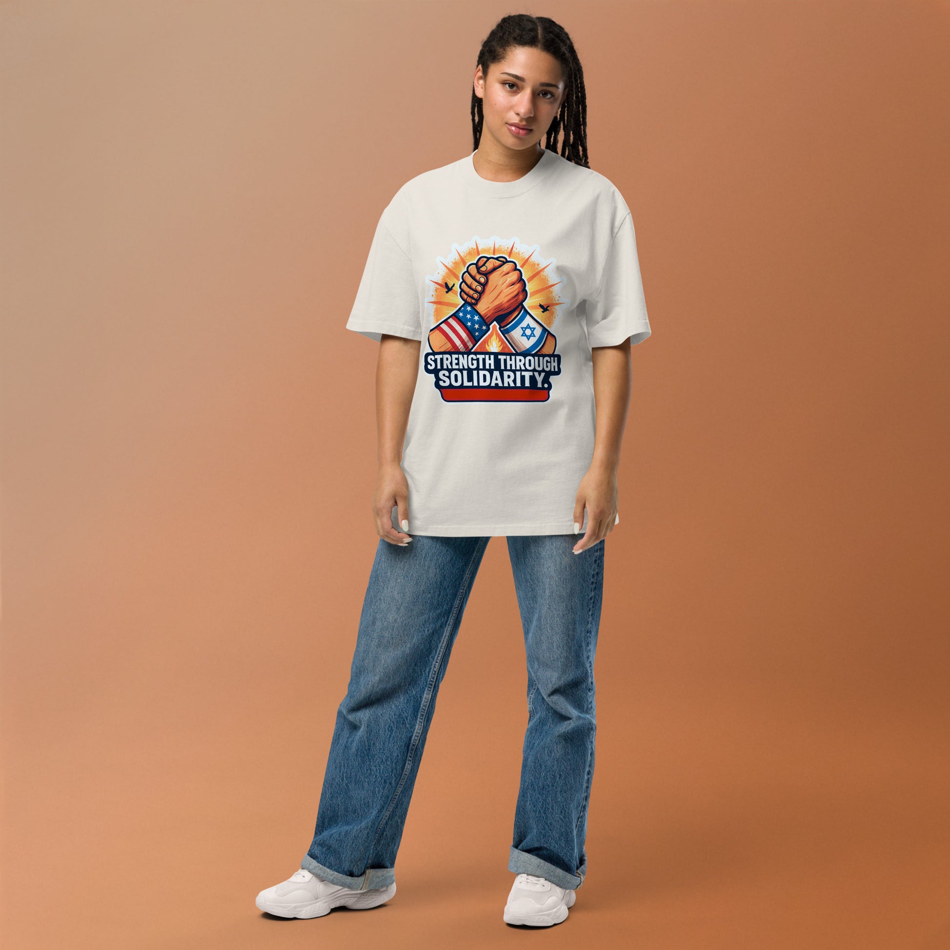 Strength Through Solidarity Oversized Faded T-Shirt - American Zionist