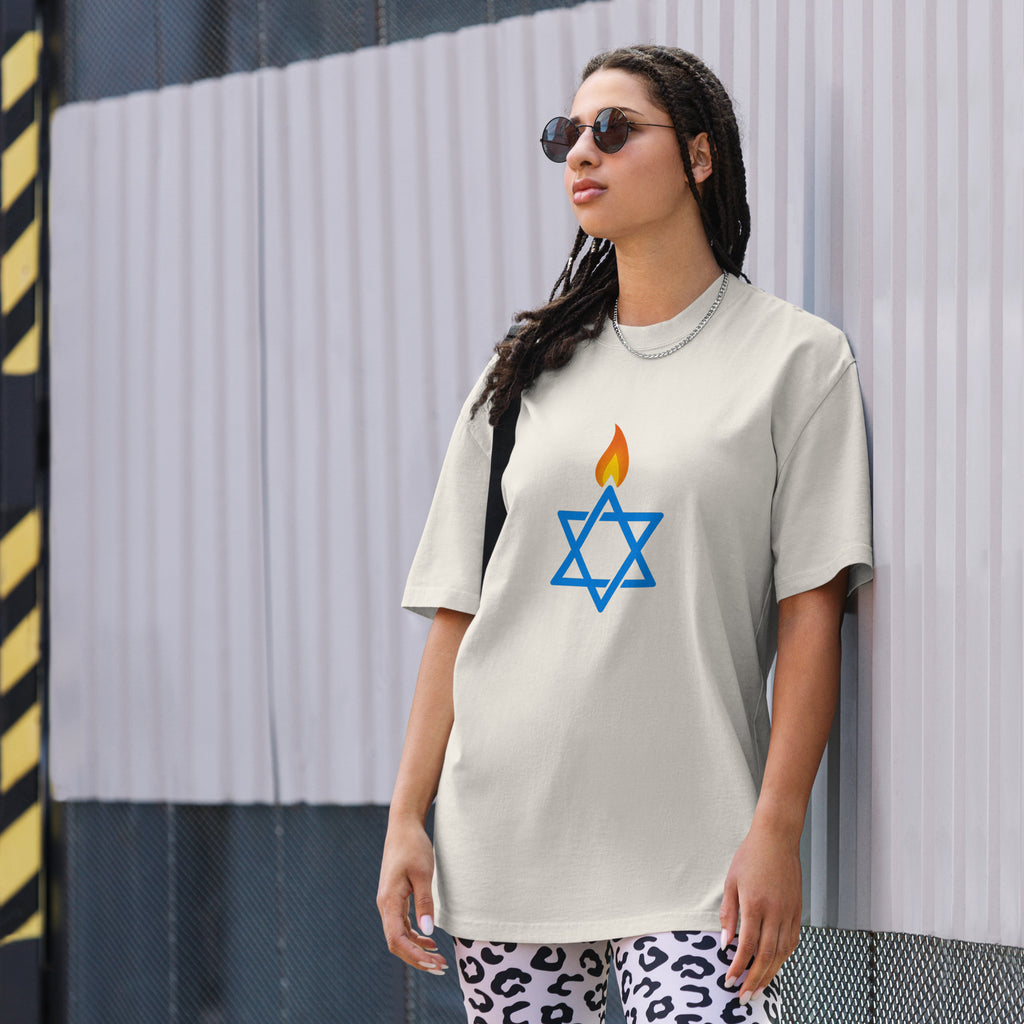 Fire Stars Of David Oversized Faded T-Shirt - American Zionist