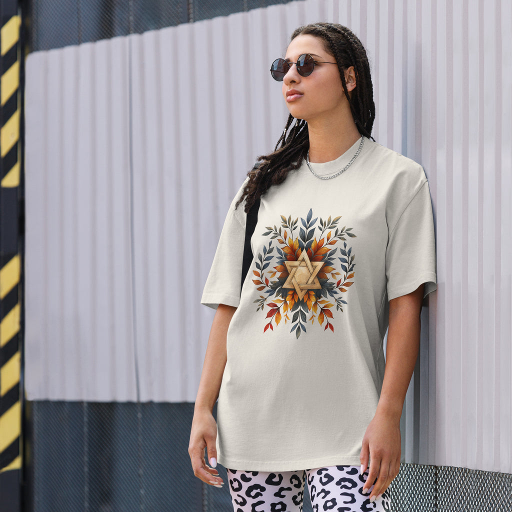 Star of David Wreath Oversized Faded T-Shirt - American Zionist