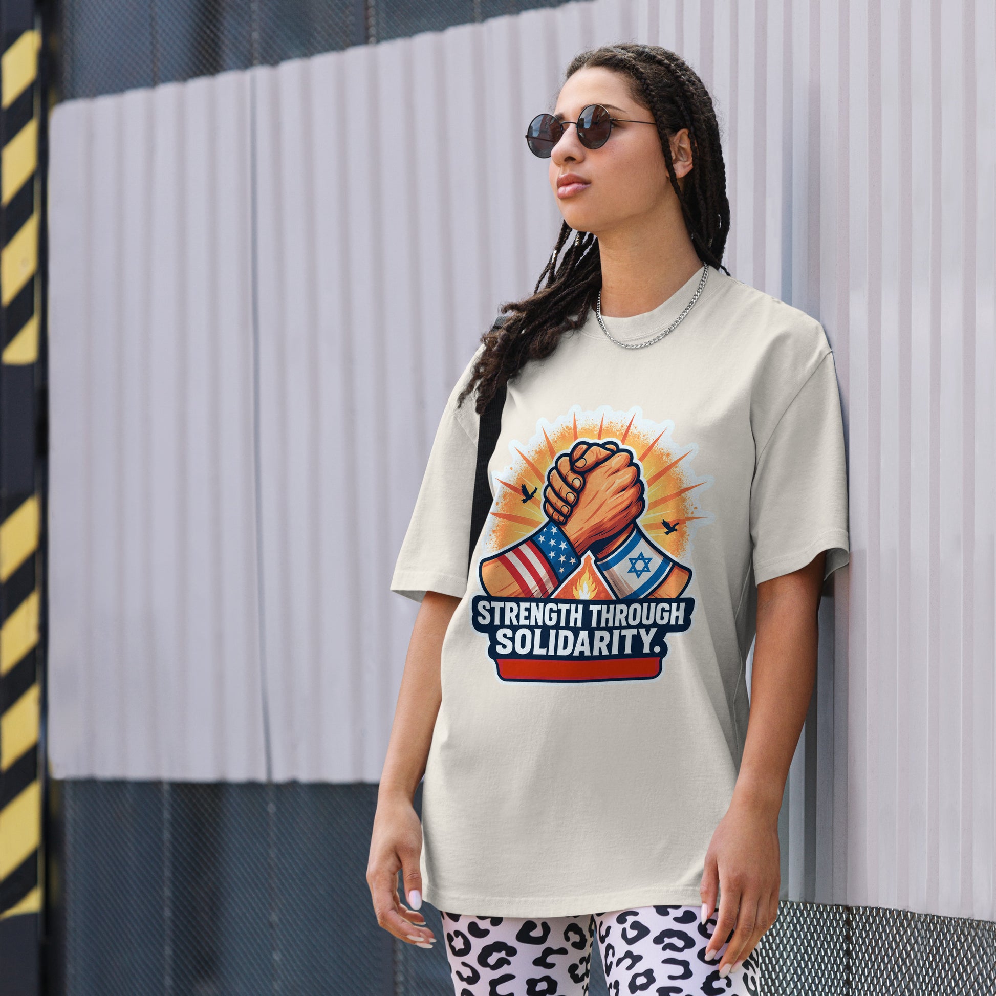 Strength Through Solidarity Oversized Faded T-Shirt - American Zionist