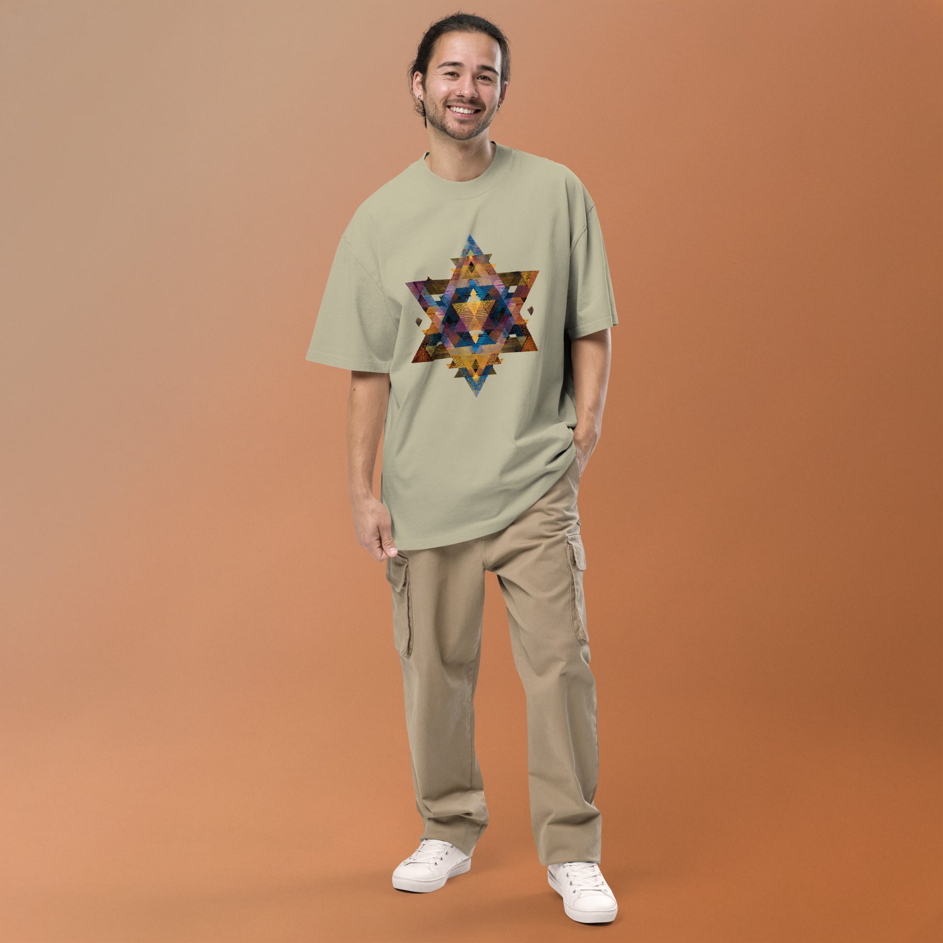 Star of David Geometric Oversized Faded T-Shirt - American Zionist