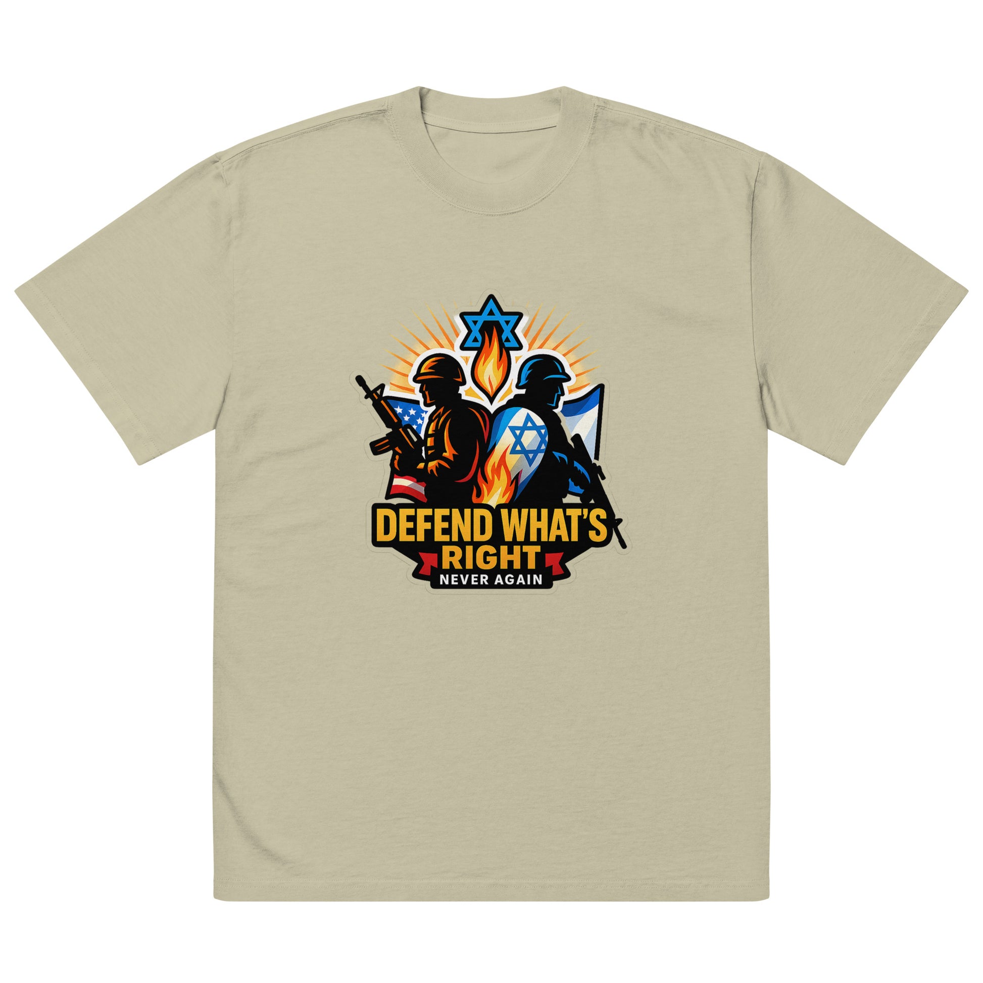 Defend What's Right Oversized Faded T-Shirt - American Zionist