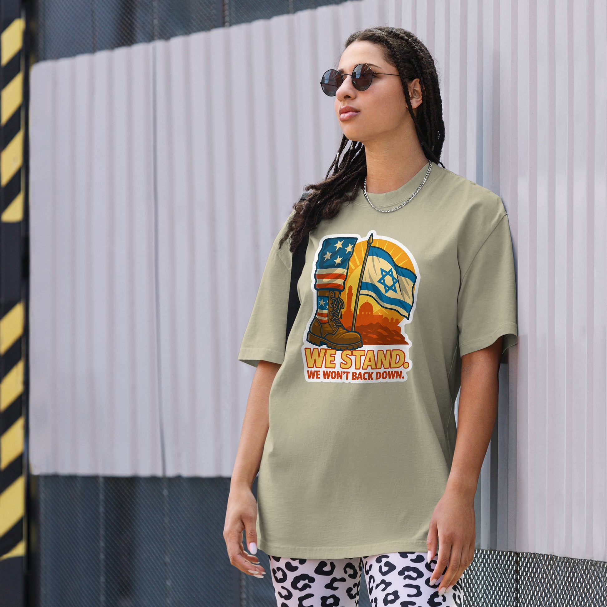 We Stand Oversized Faded T-Shirt - American Zionist