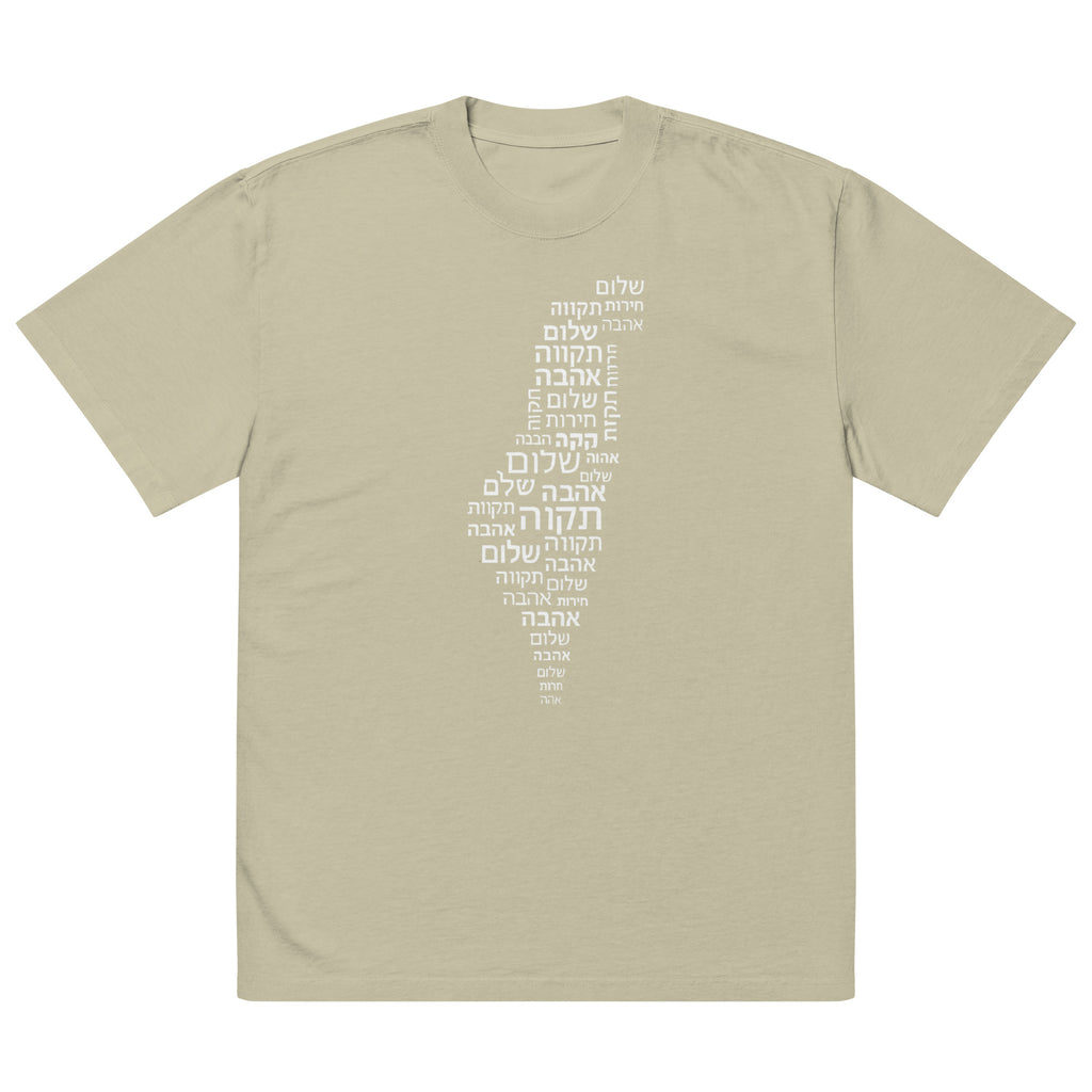 Hebrew Letters Oversized Faded T-Shirt - American Zionist