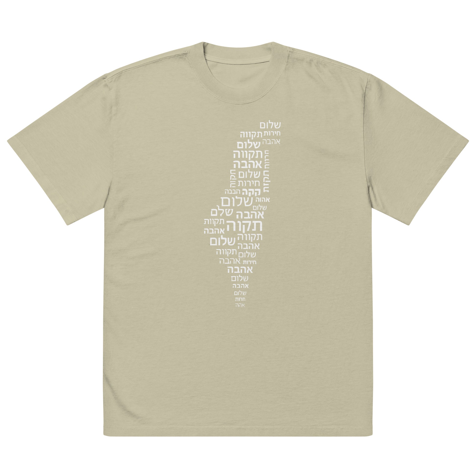 Hebrew Letters Oversized Faded T-Shirt - American Zionist