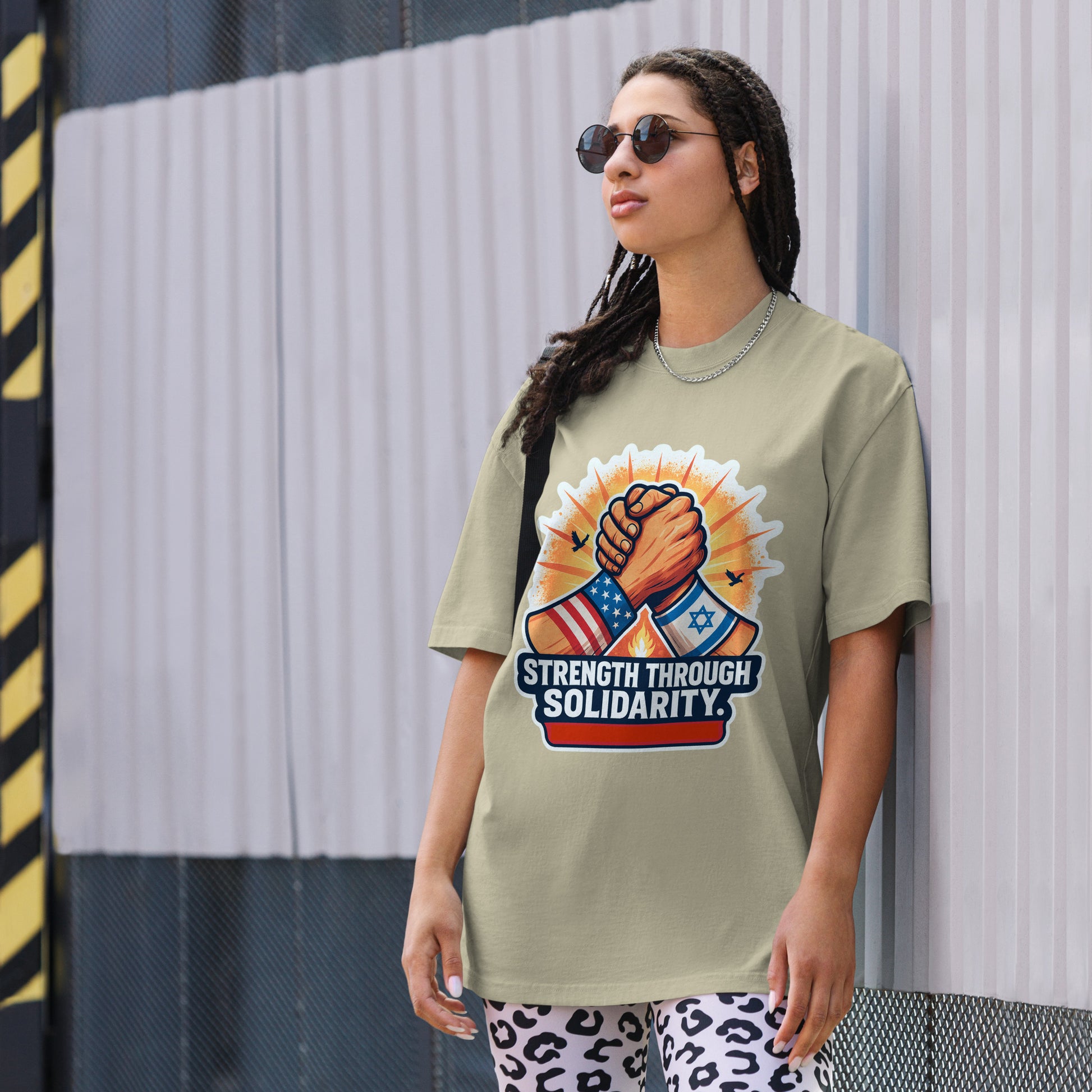 Strength Through Solidarity Oversized Faded T-Shirt - American Zionist