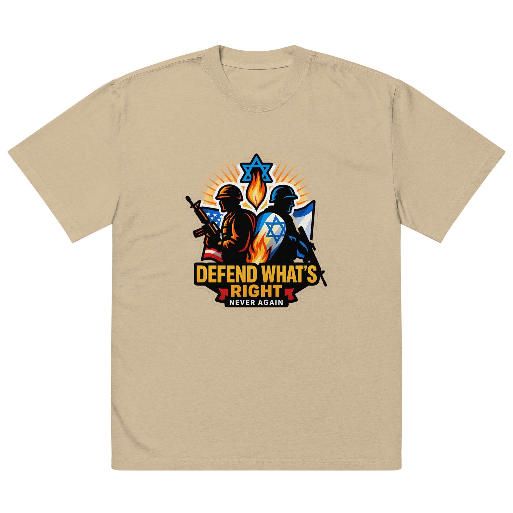 Defend What's Right Oversized Faded T-Shirt - American Zionist