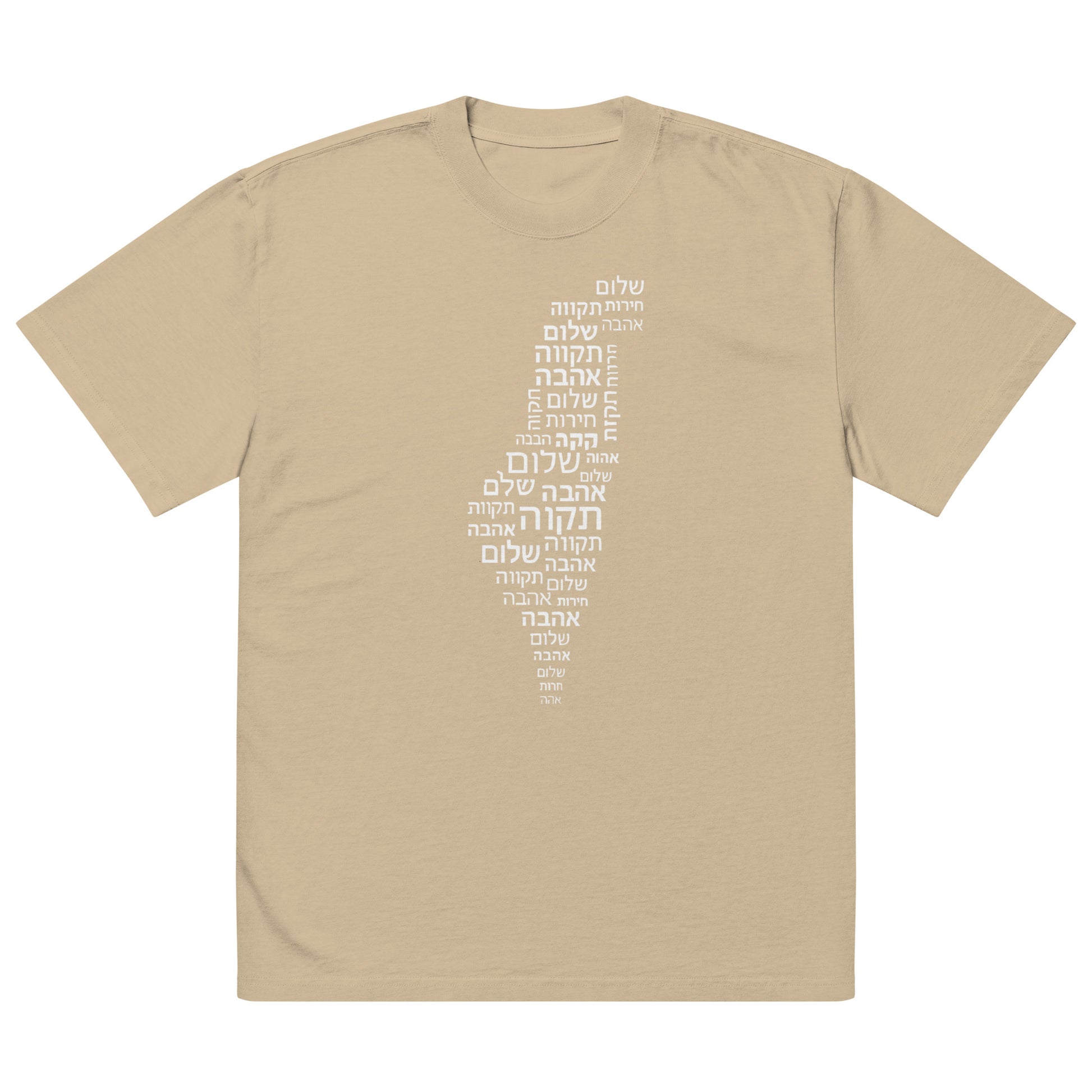 Hebrew Letters Oversized Faded T-Shirt - American Zionist