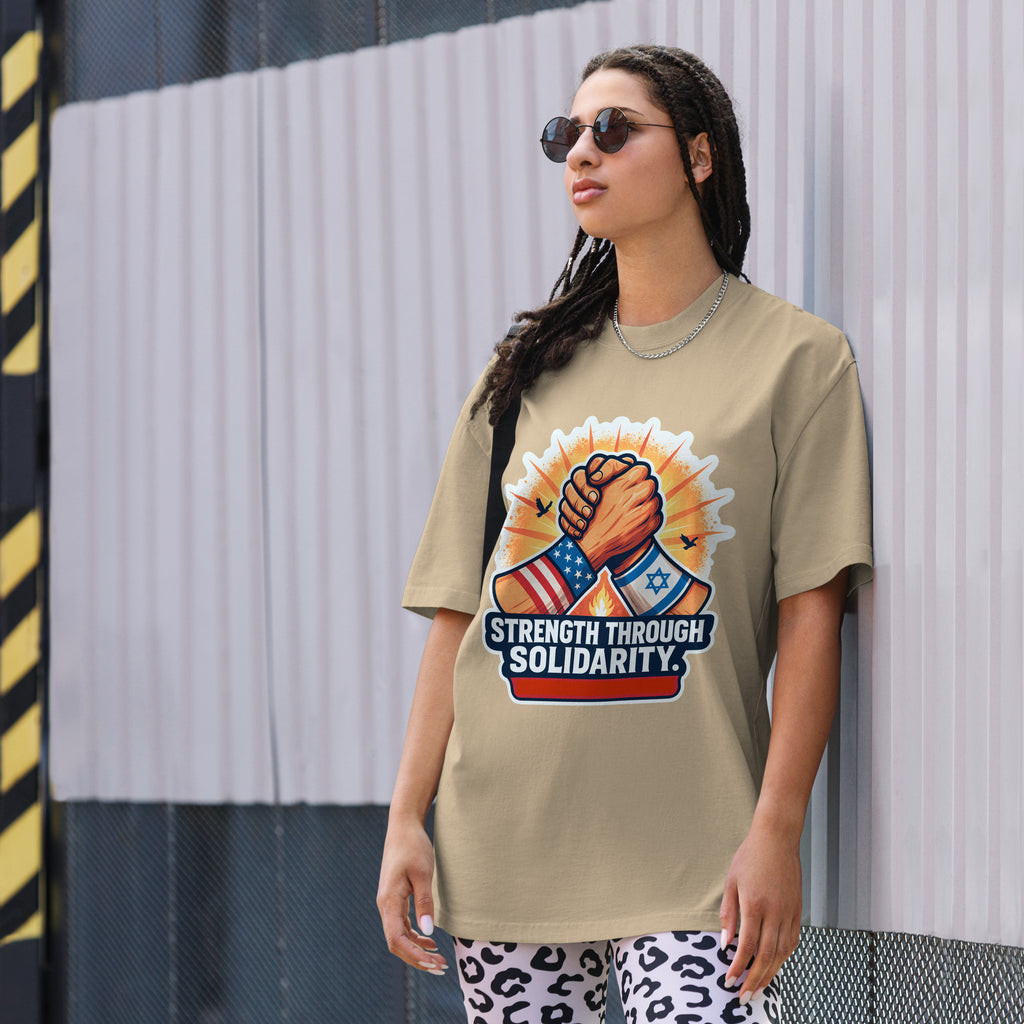 Strength Through Solidarity Oversized Faded T-Shirt - American Zionist