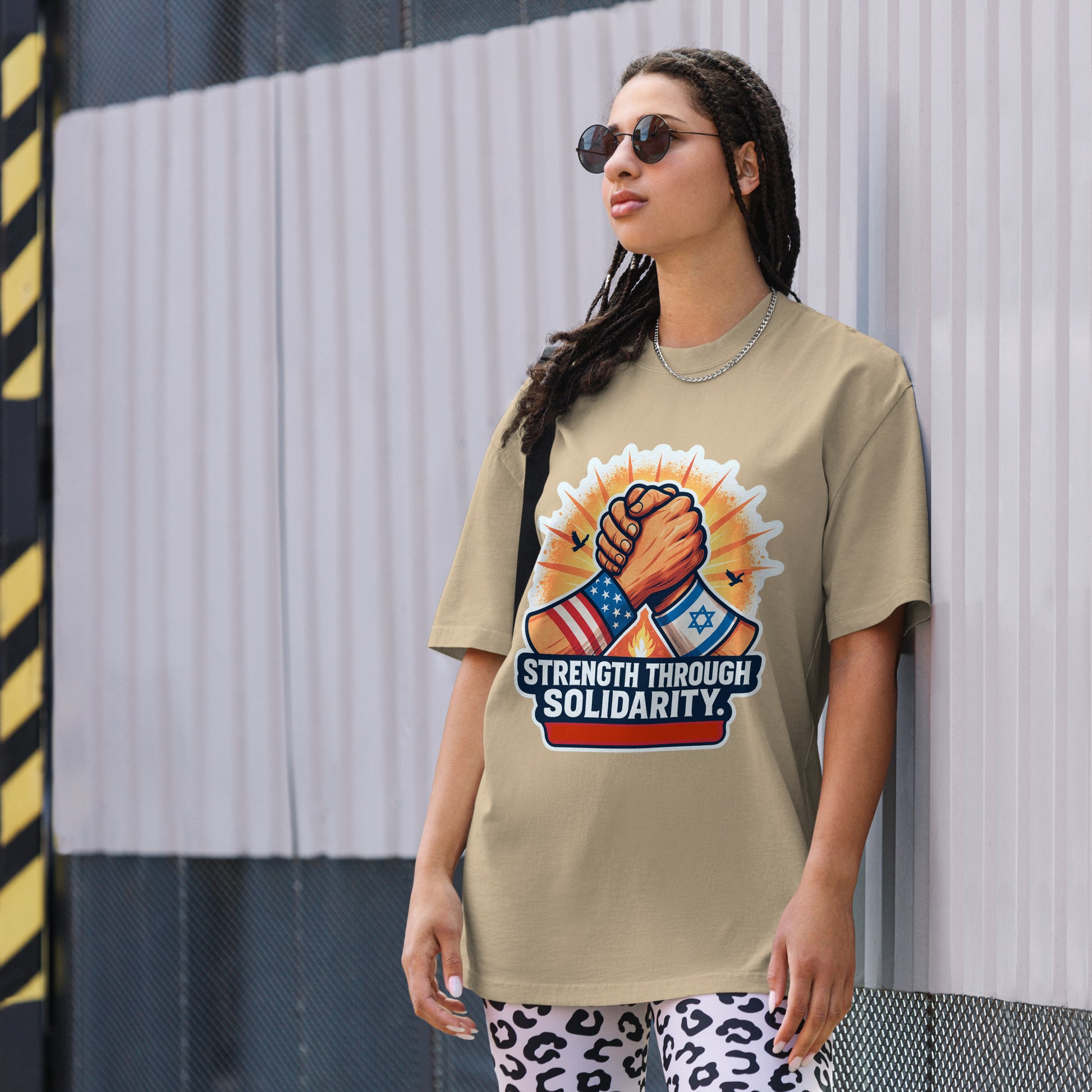 Strength Through Solidarity Oversized Faded T-Shirt - American Zionist
