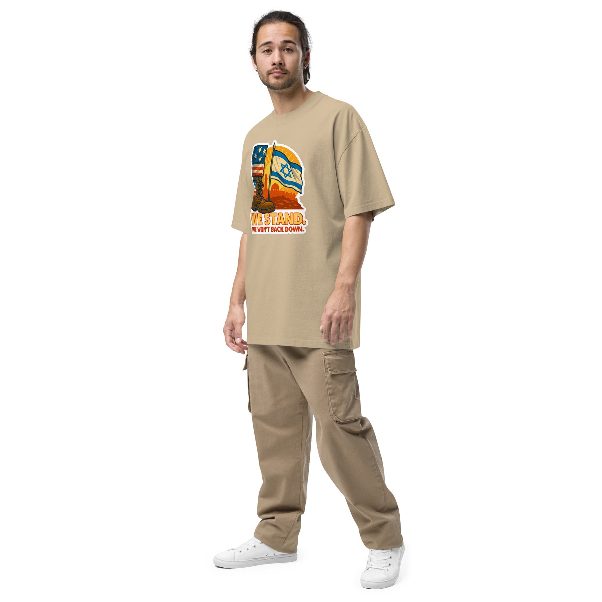 We Stand Oversized Faded T-Shirt - American Zionist