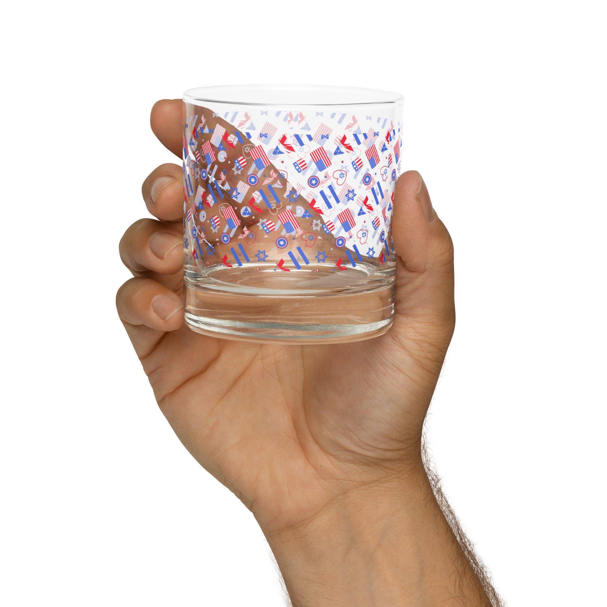 Zionist Heart Pattern Rocks Glass - American Zionist