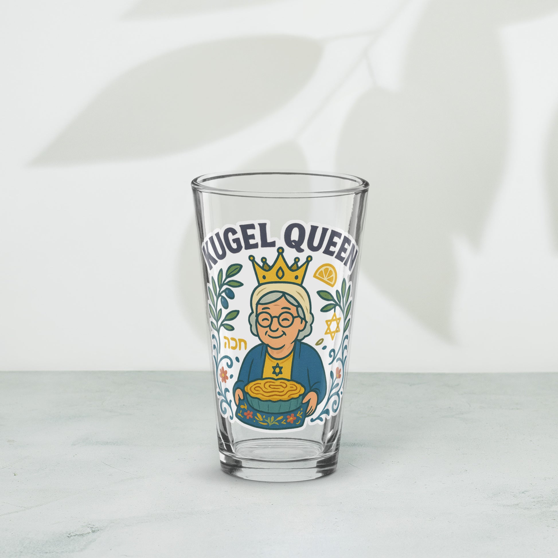 Kugel Queen Shaker Shaker Pint Glass (16 oz) - American Zionist