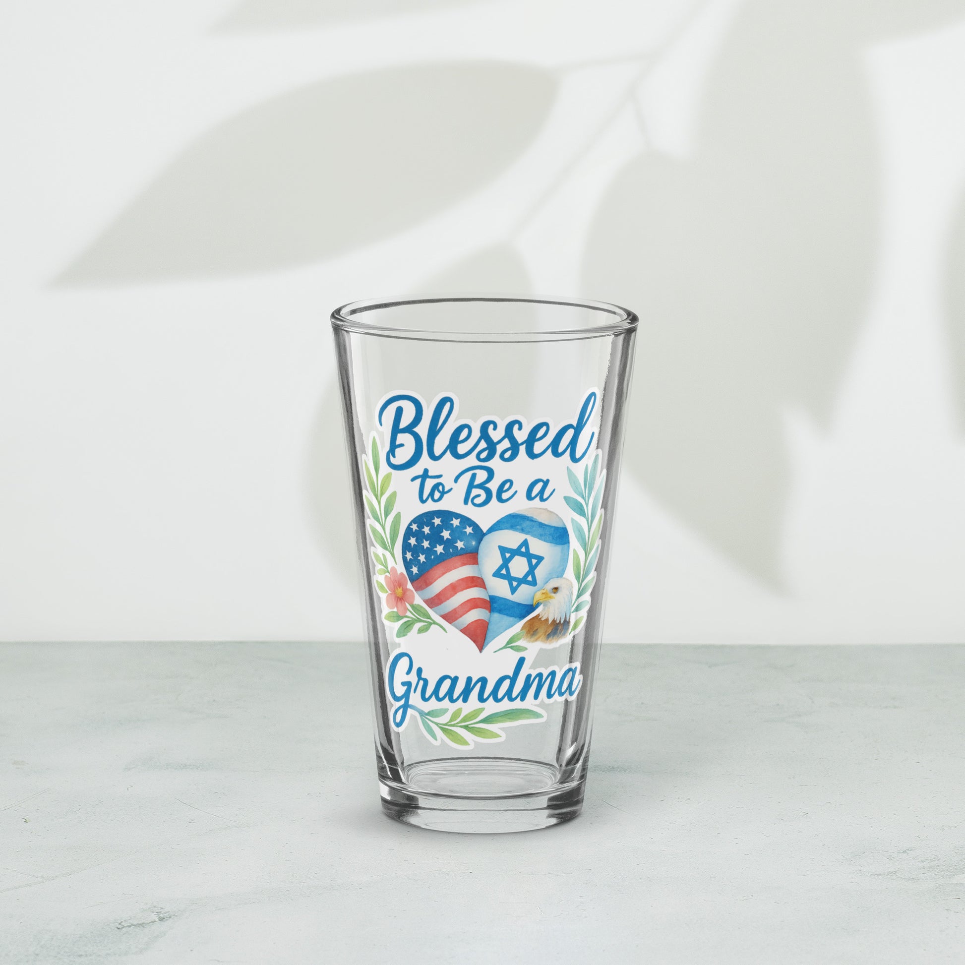 Blessed To Be A Grandma Shaker Pint Glass (16 oz) - American Zionist
