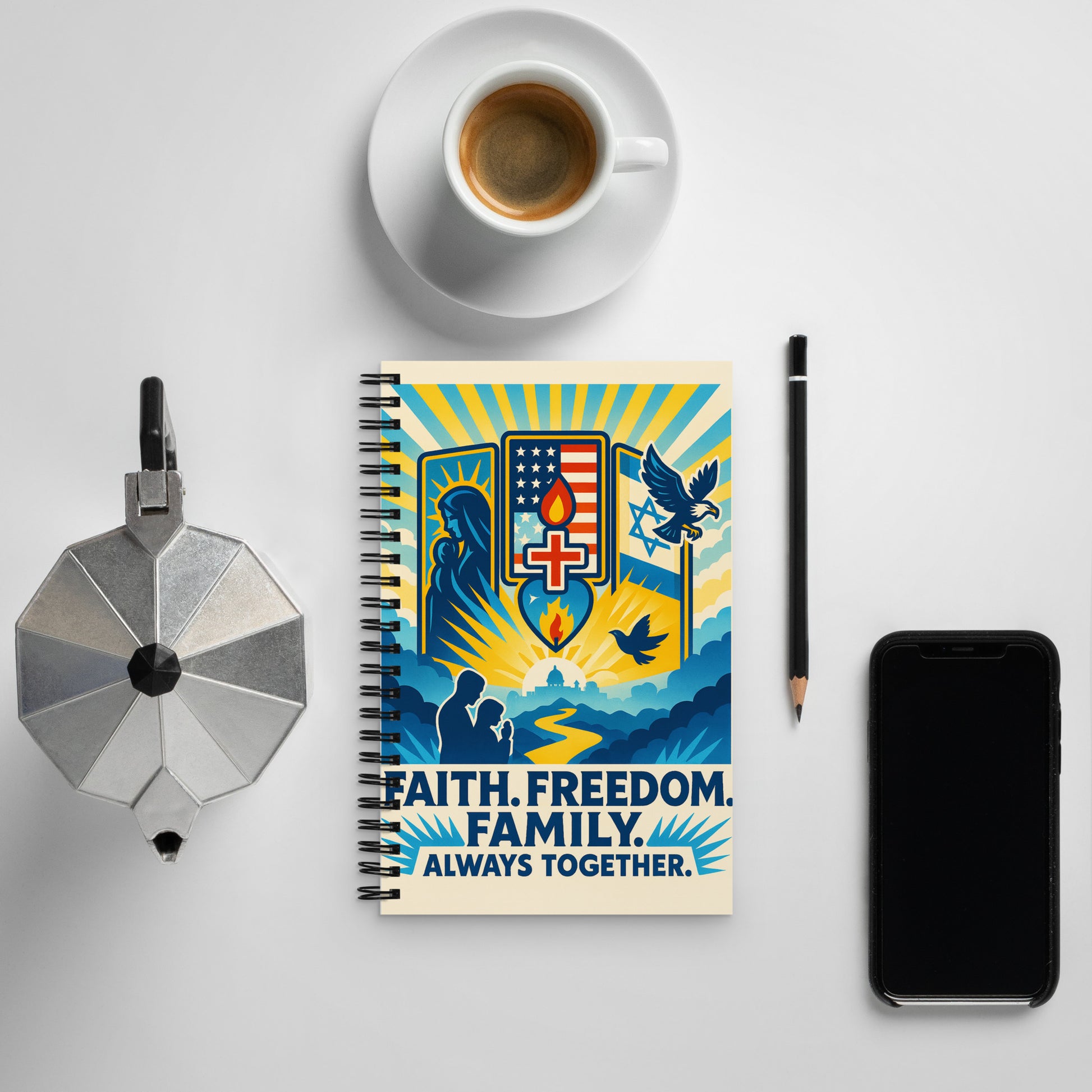 Faith Freedom Family Spiral Notebook - American Zionist