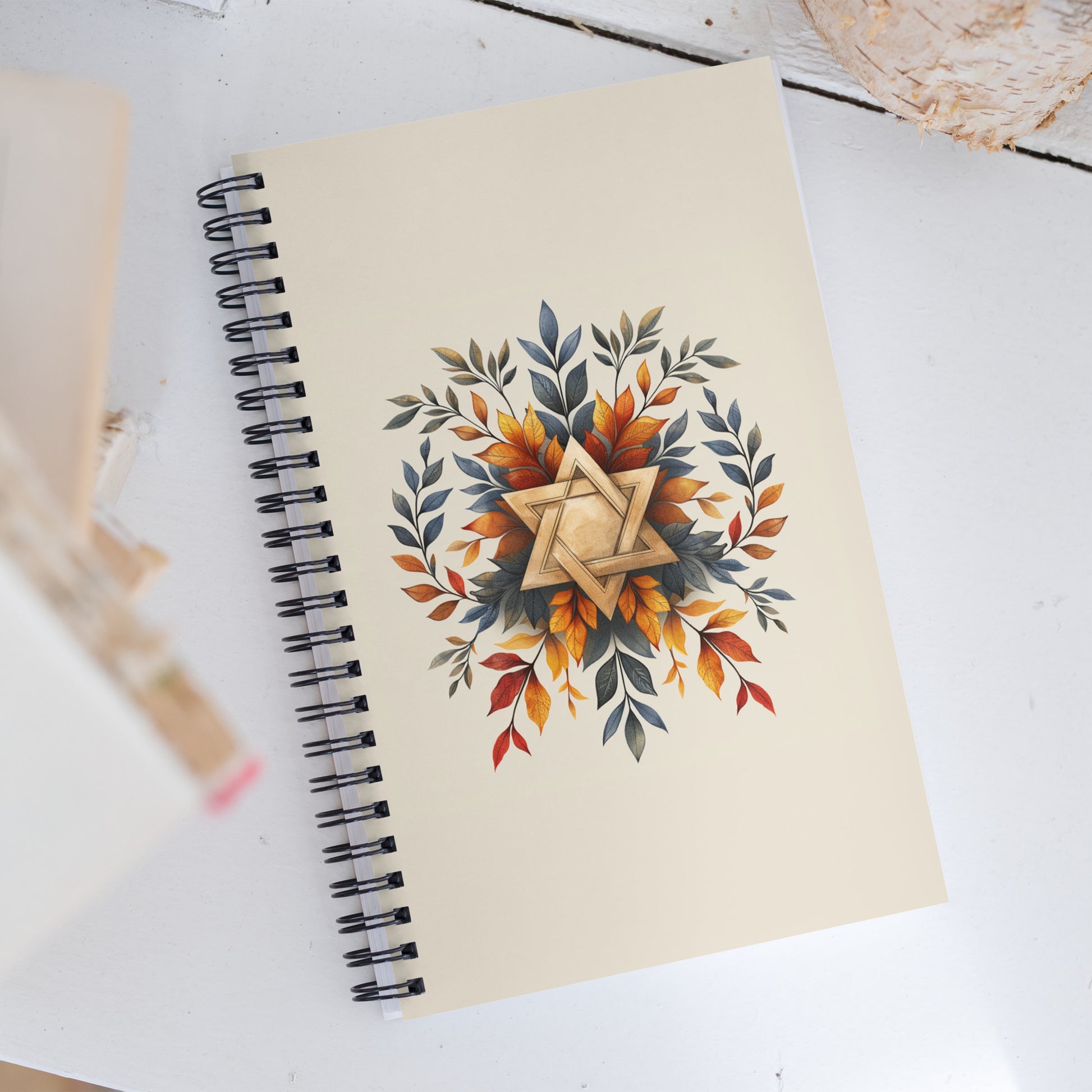 Star of David Wreath Vertical Spiral Notebook - American Zionist