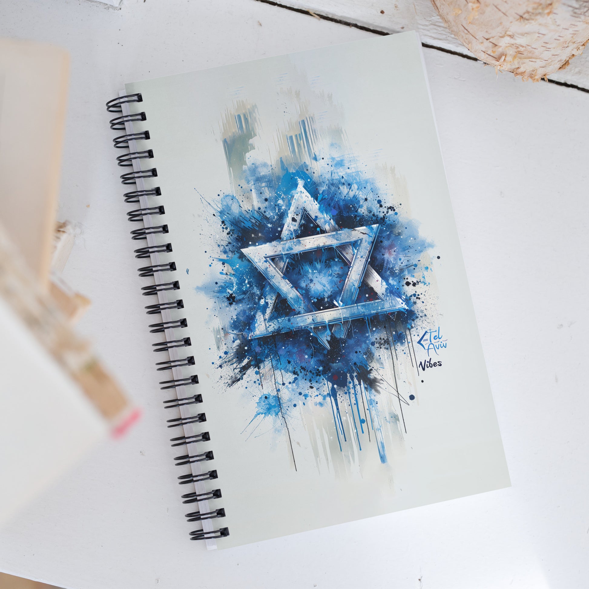 Graffiti Star of David Vertical Spiral Notebook - American Zionist
