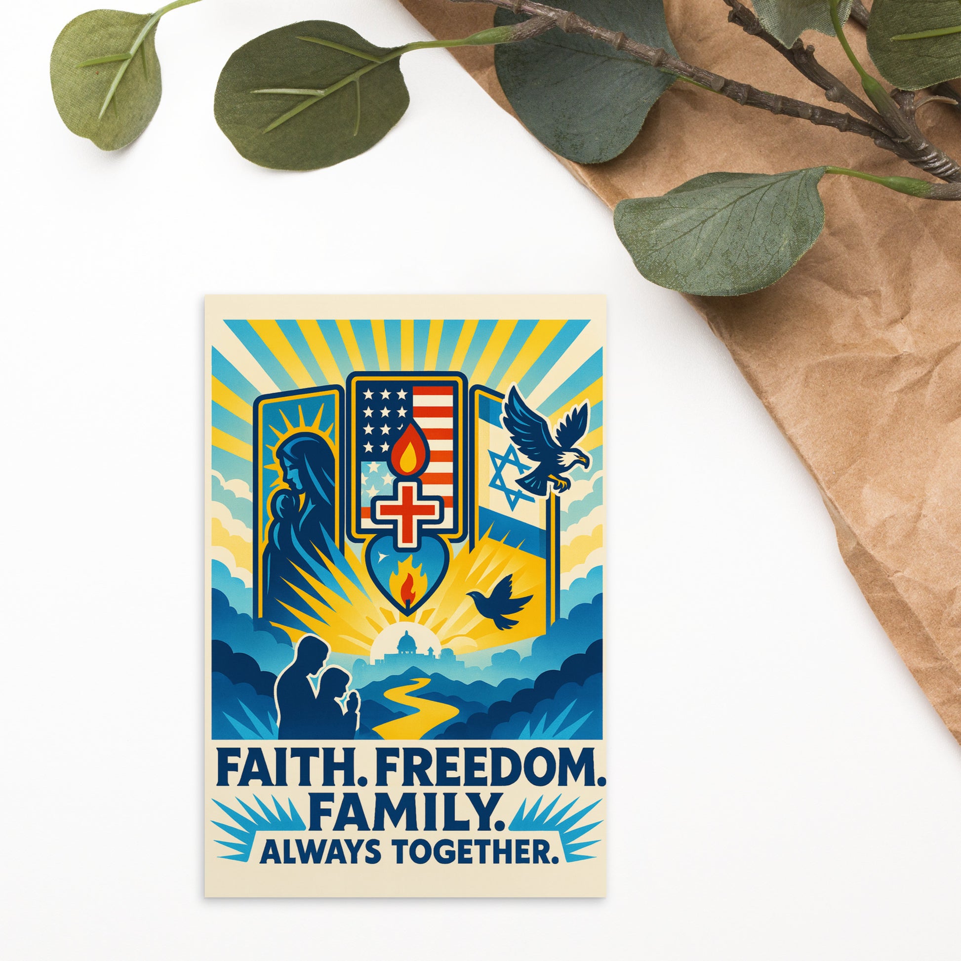 Faith Freedom Family Standard Postcard - American Zionist