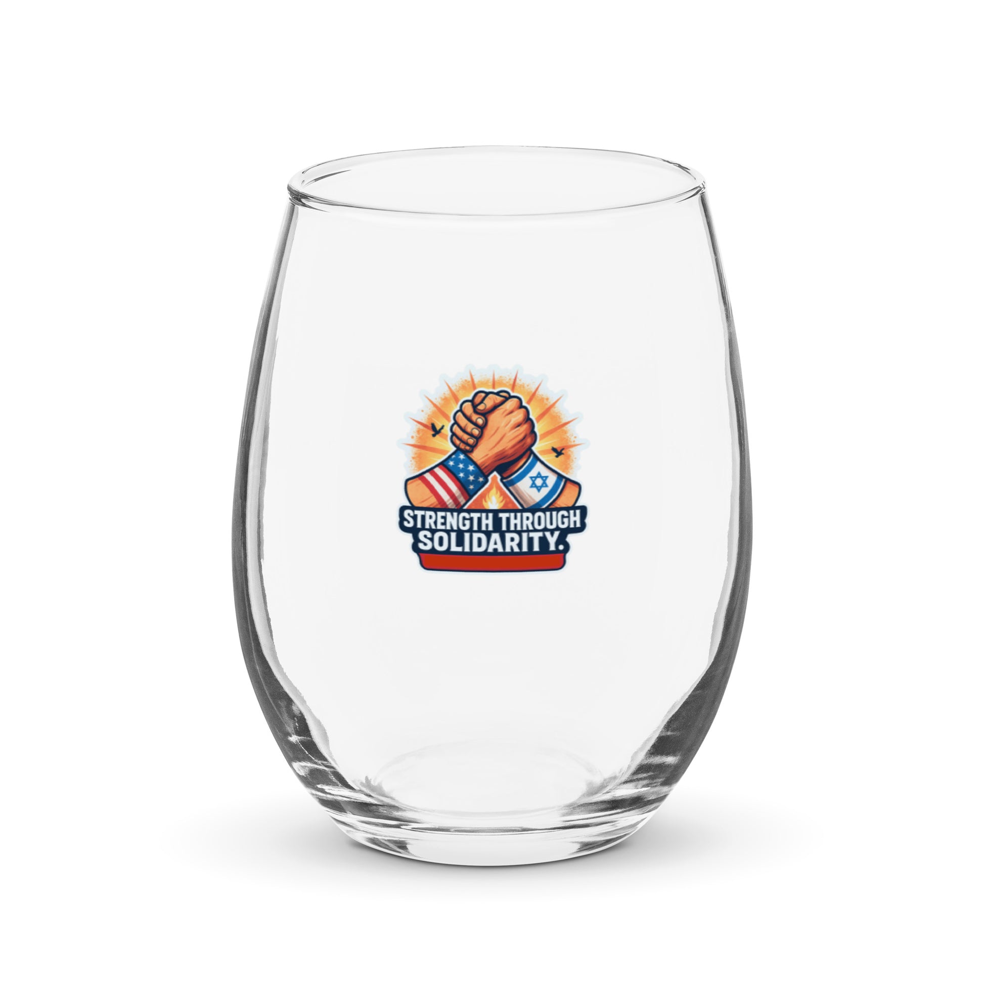 Strength Through Solidarity Stemless Wine Glass (15 oz) - American Zionist
