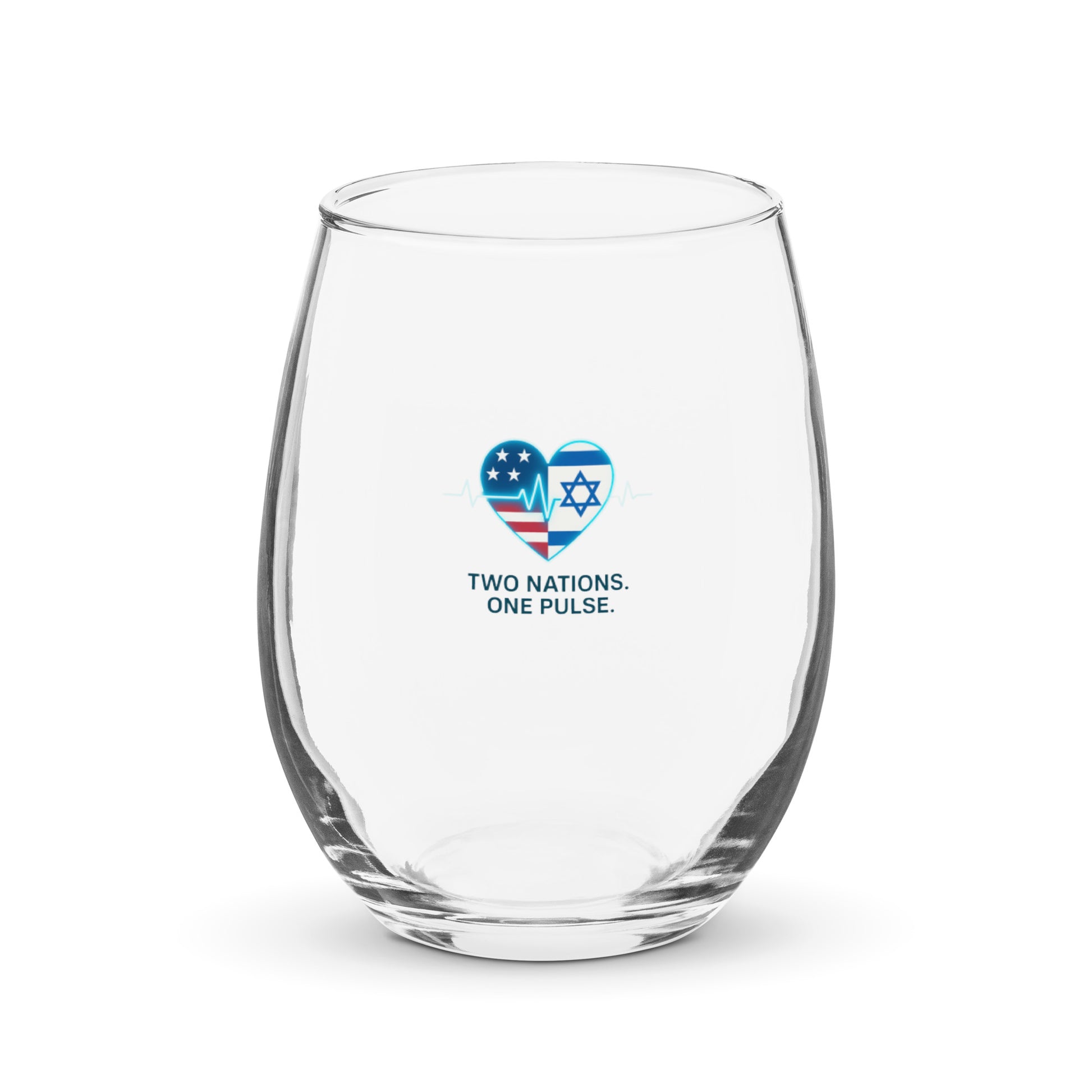 Two Nations One Pulse Stemless Wine Glass (15 oz) - American Zionist