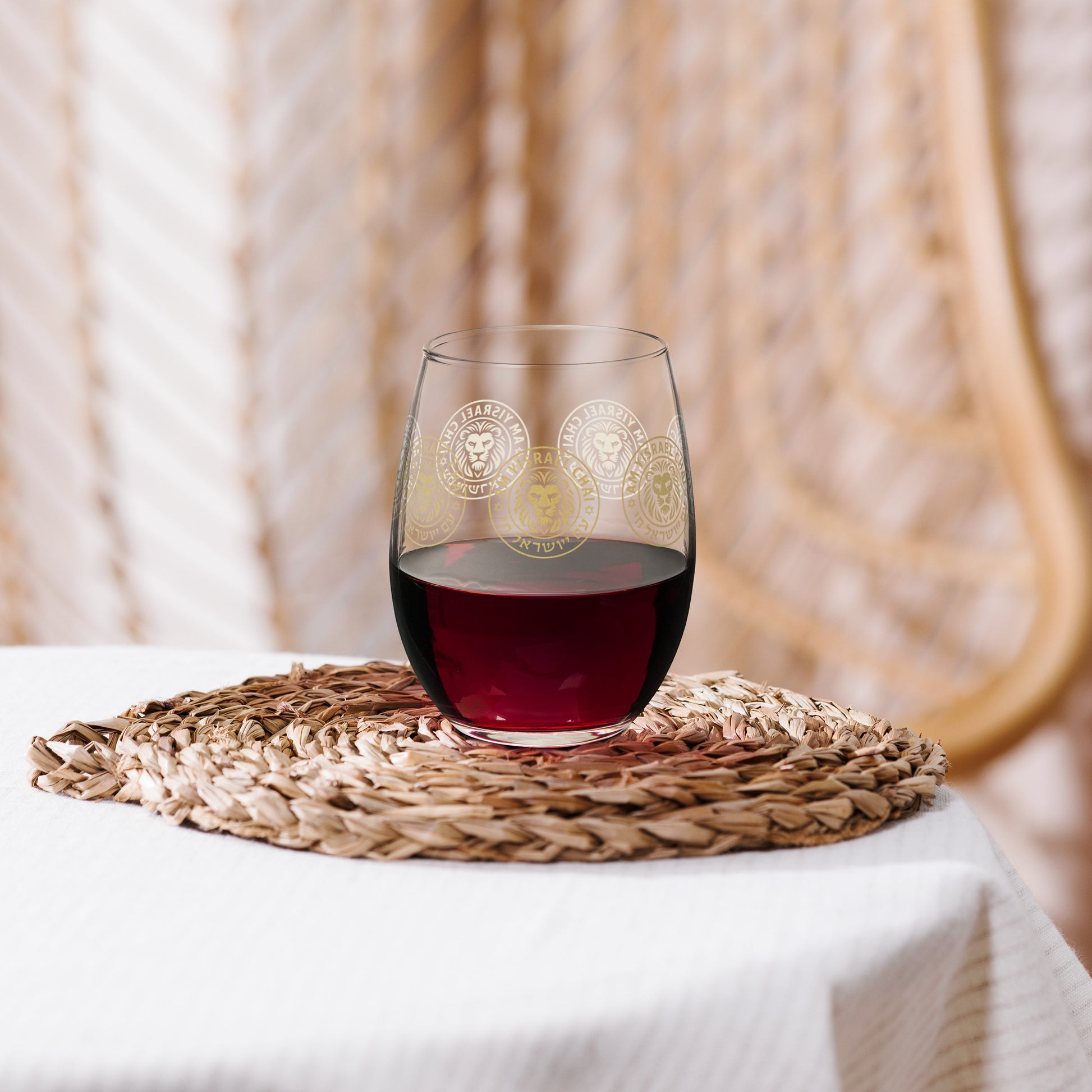 Am Yisrael Chai Stemless Wine Glass (15 oz) - American Zionist