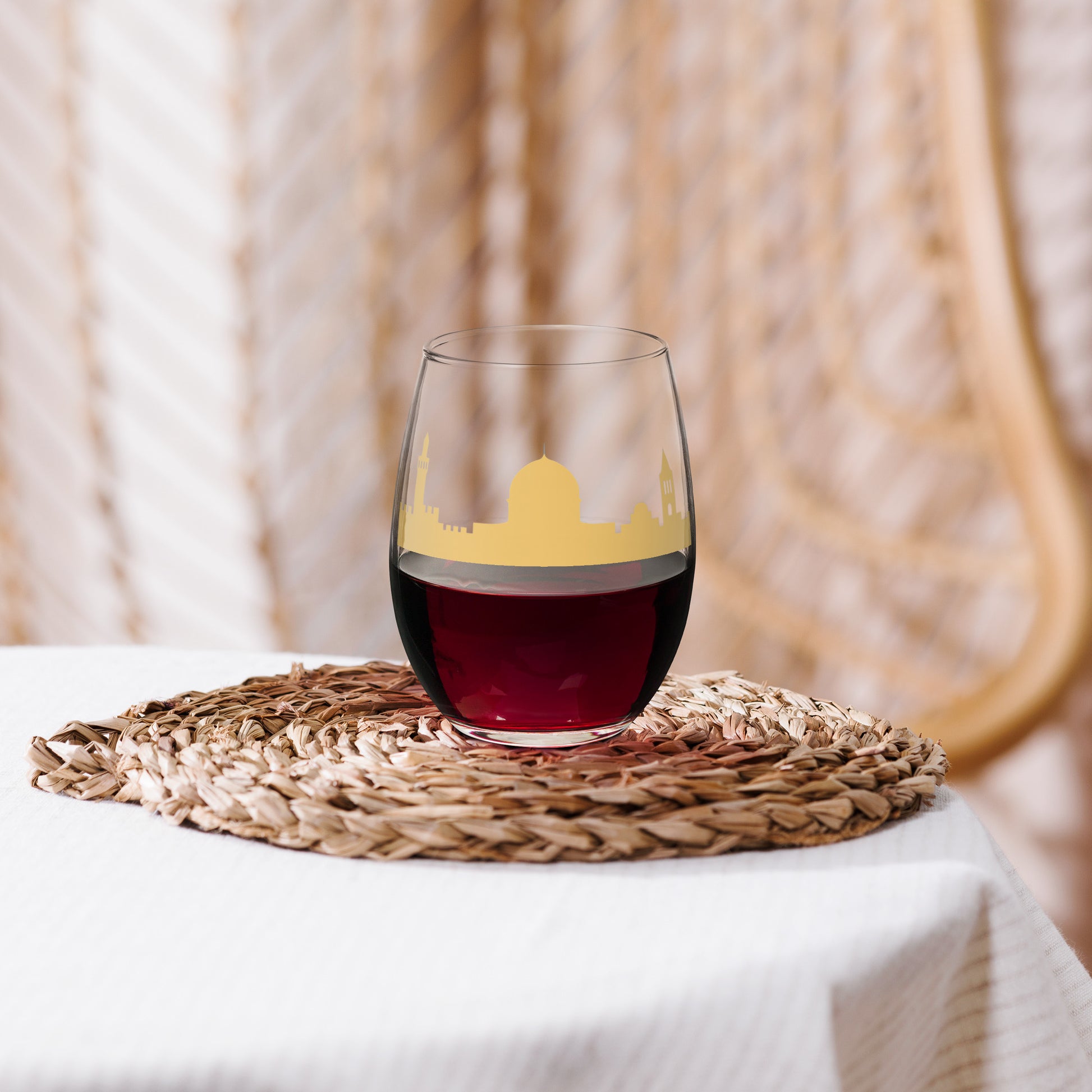 Jerusalem Horizon Stemless Wine Glass (15 oz) - American Zionist
