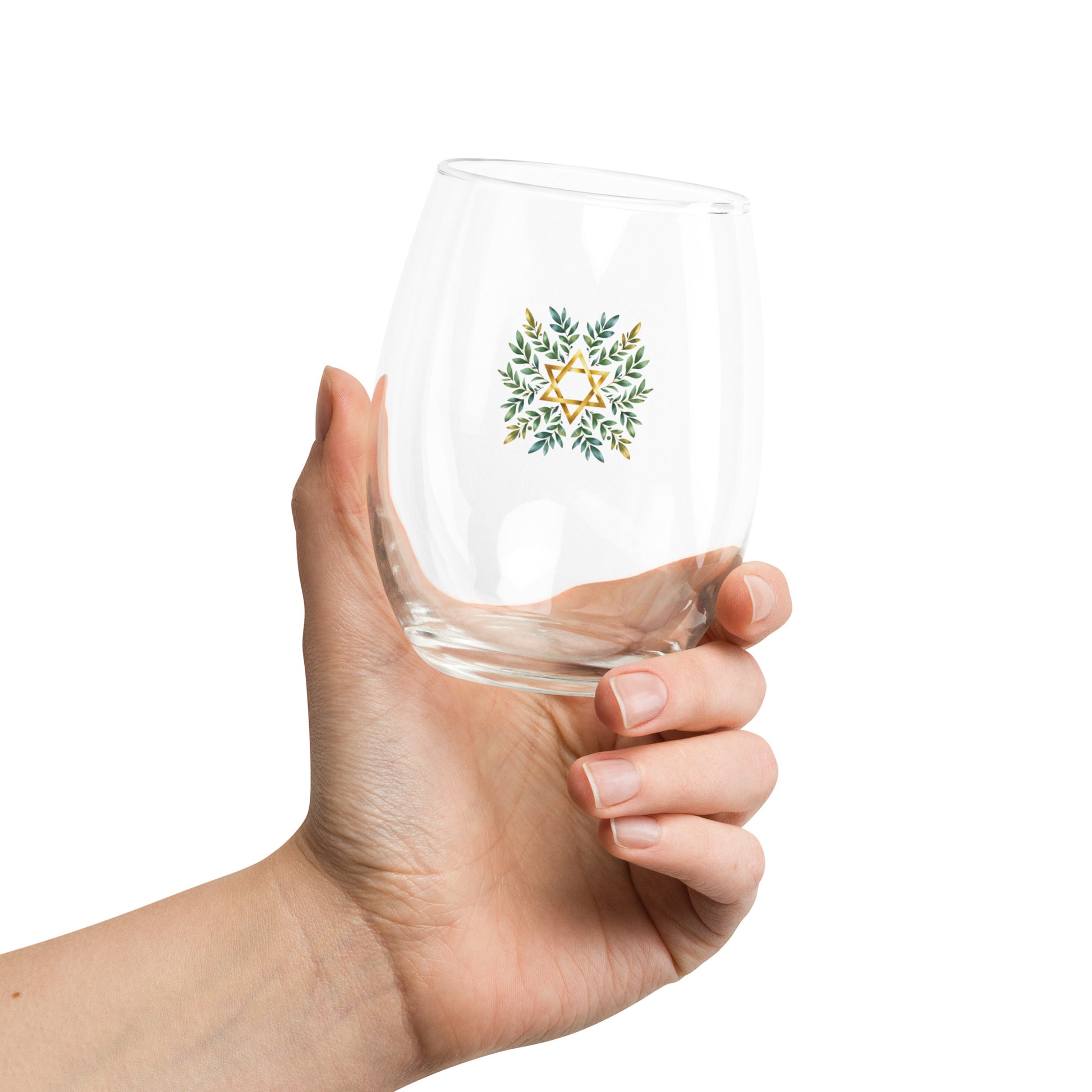Wreath Star Of David Stemless Wine Glass (15 oz) - American Zionist
