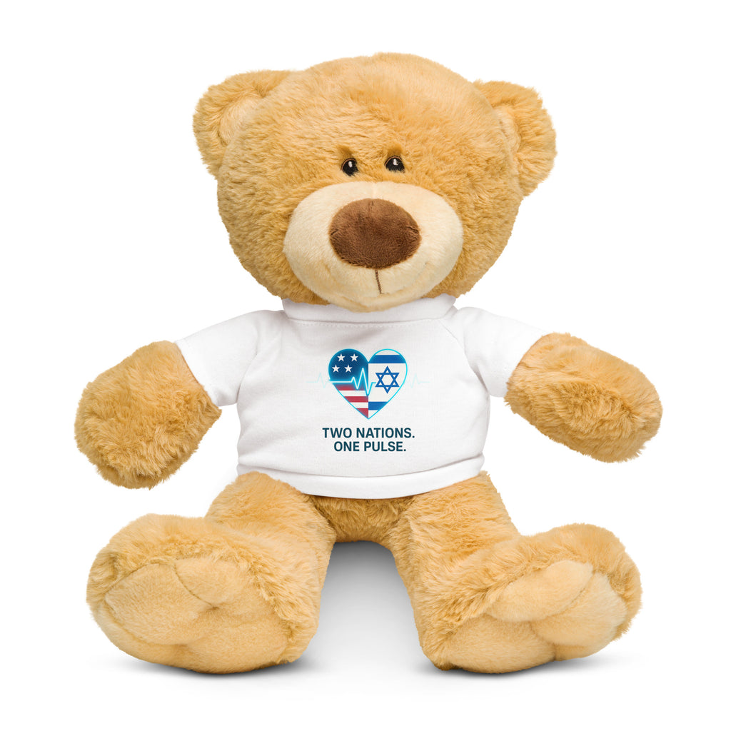 Two Nations One Pulse Teddy Bear with T-Shirt - American Zionist
