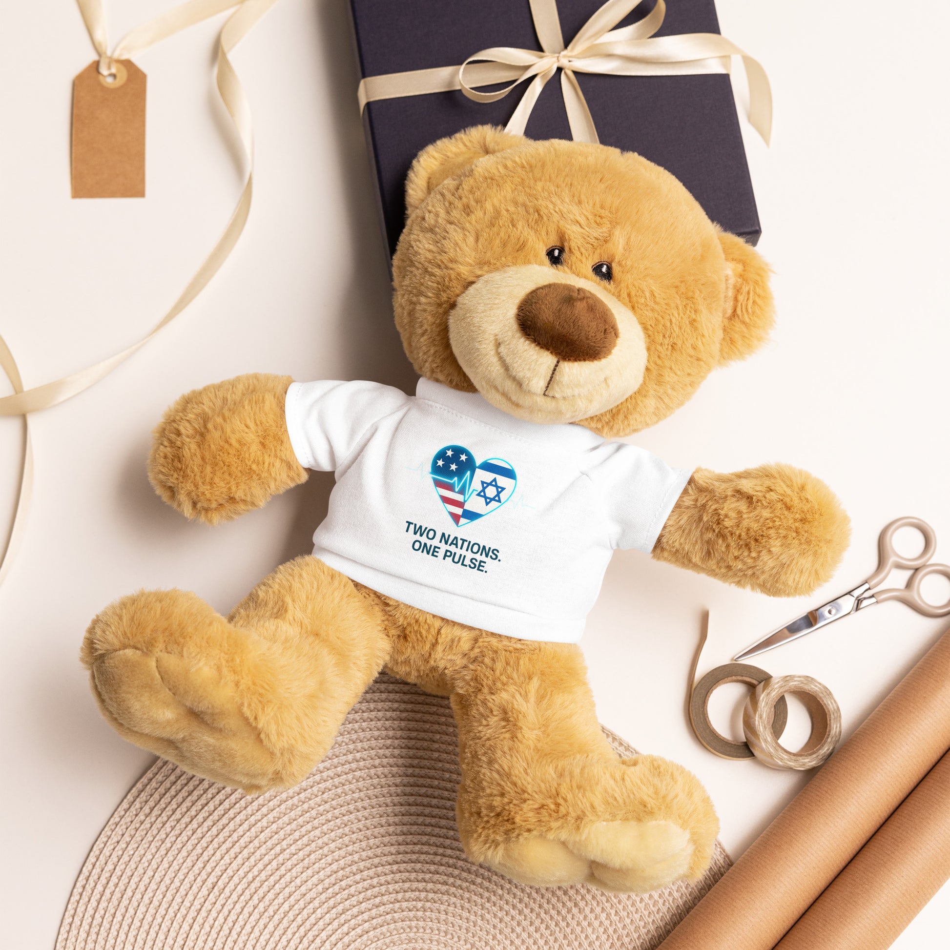 Two Nations One Pulse Teddy Bear with T-Shirt - American Zionist
