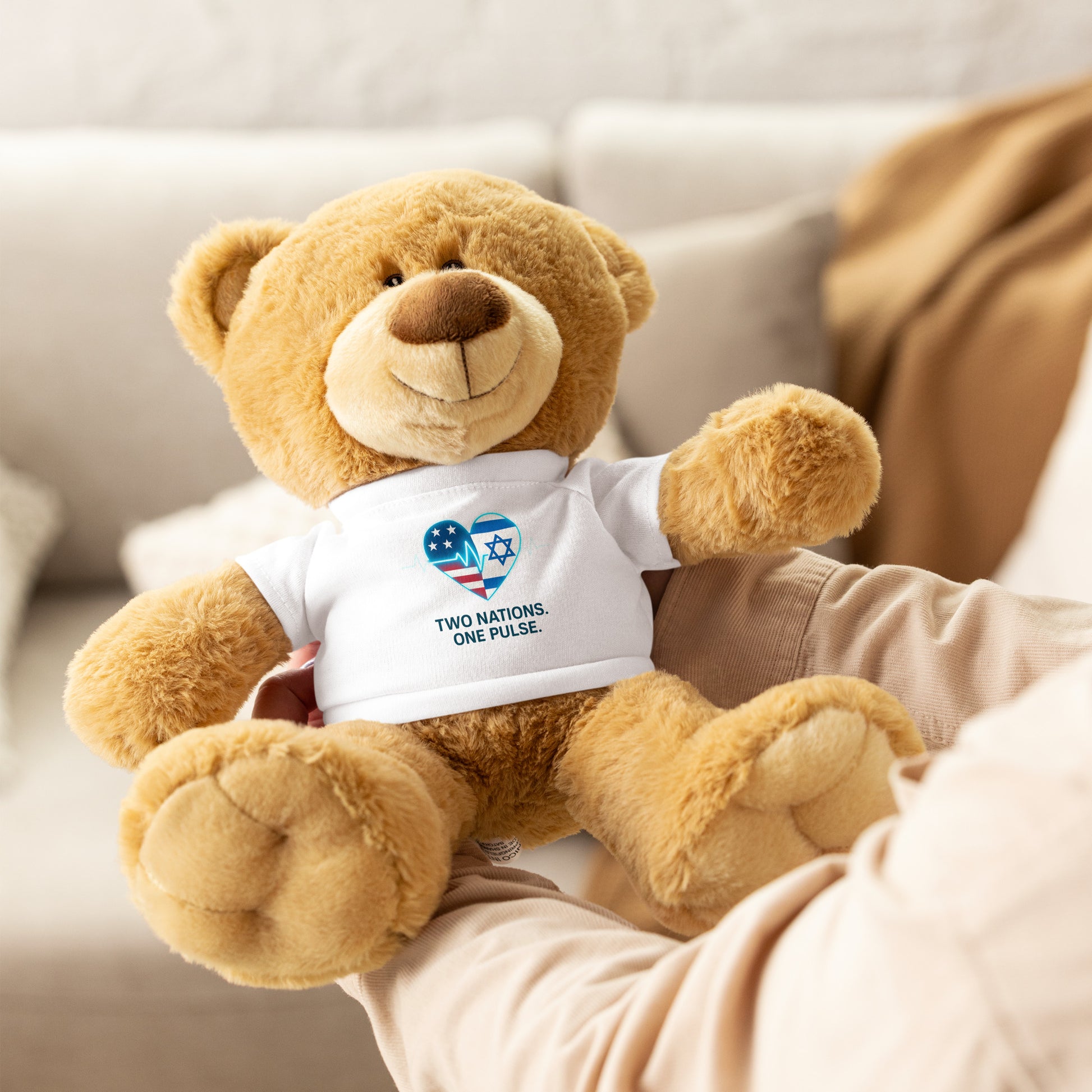 Two Nations One Pulse Teddy Bear with T-Shirt - American Zionist