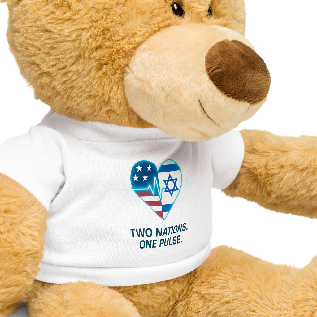 Two Nations One Pulse Teddy Bear with T-Shirt - American Zionist