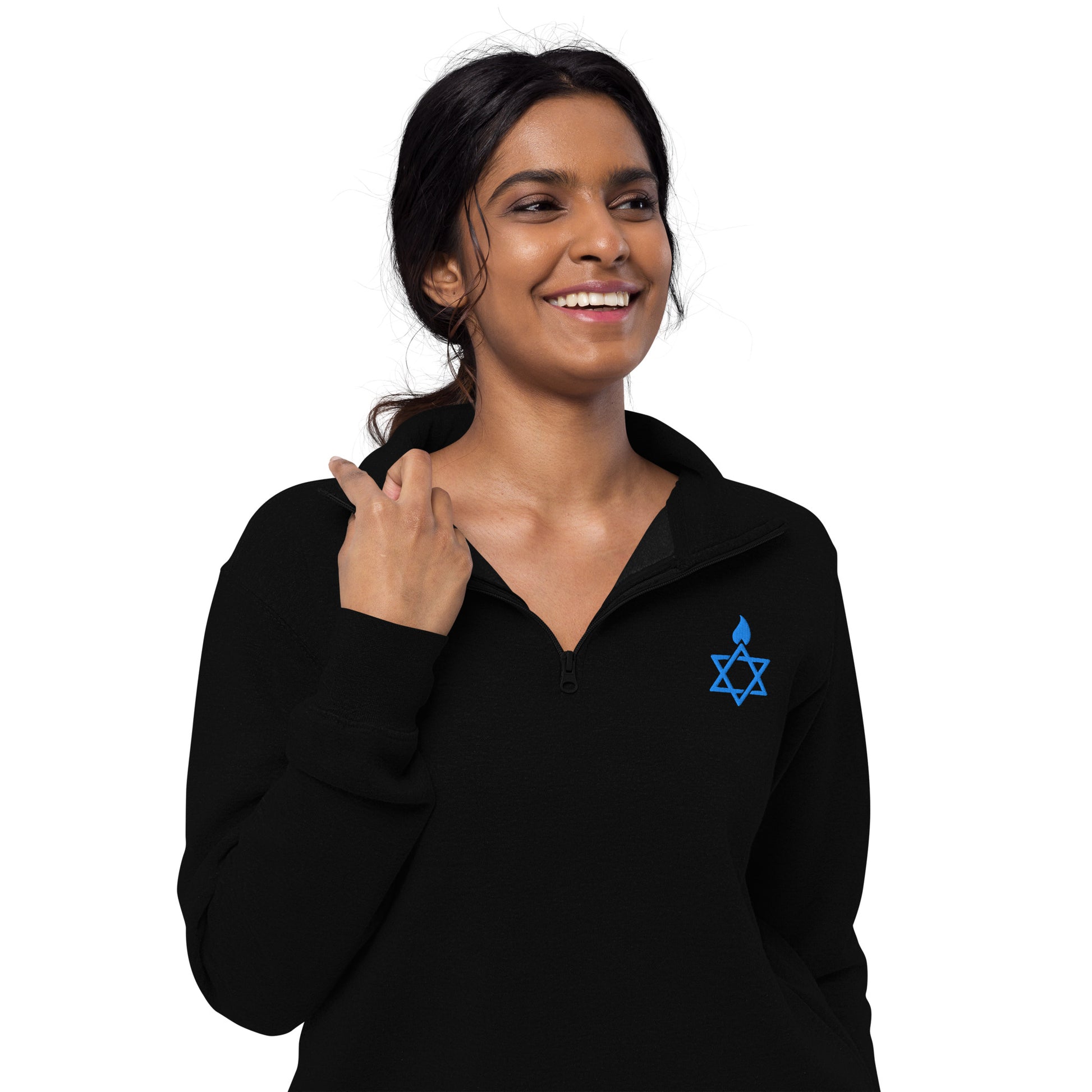 Fire Stars Of David Unisex Fleece Pullover - American Zionist