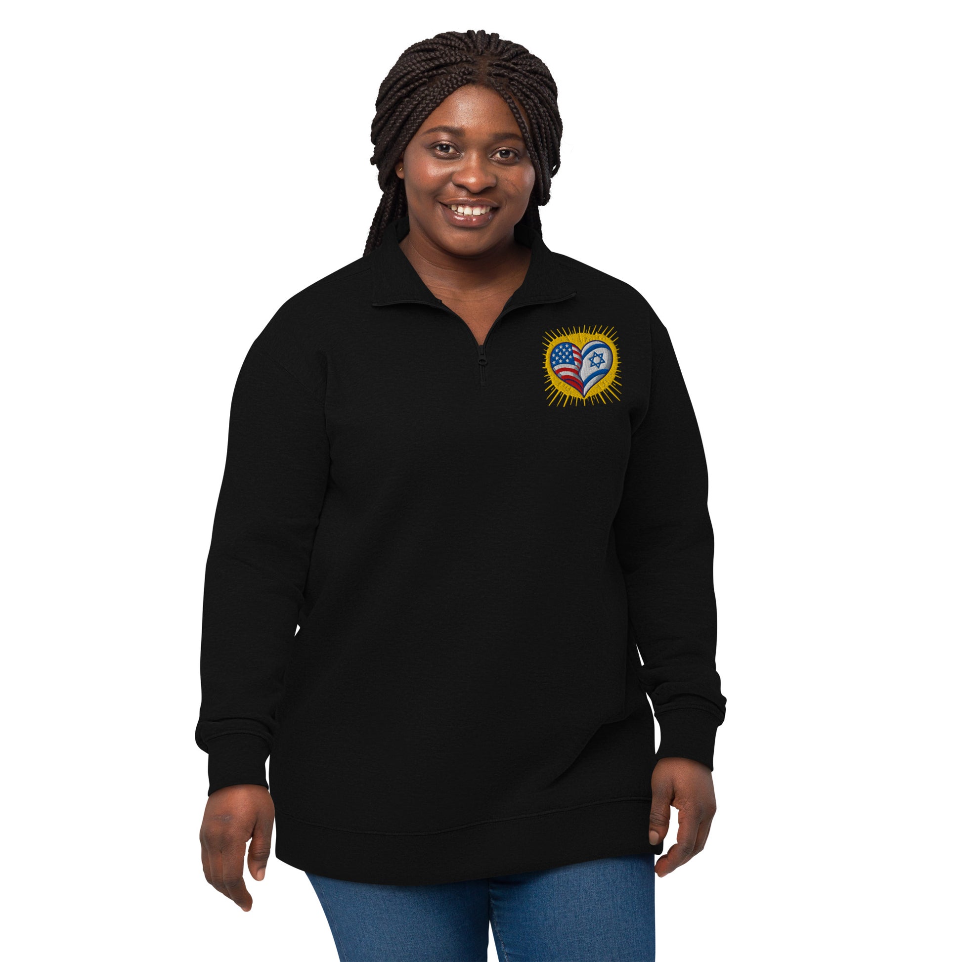 America & Israel Unisex Fleece Pullover - American Zionist