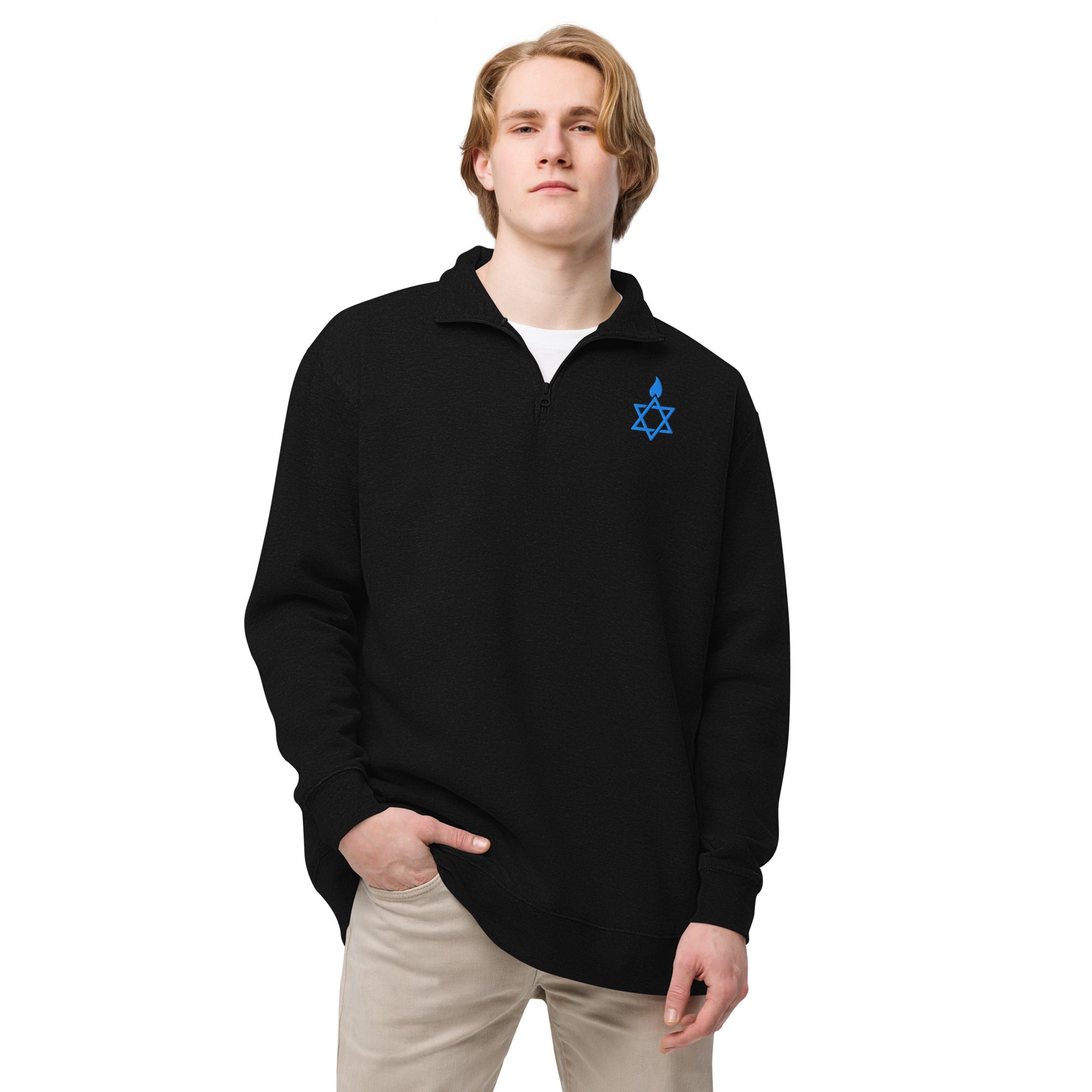 Fire Stars Of David Unisex Fleece Pullover - American Zionist