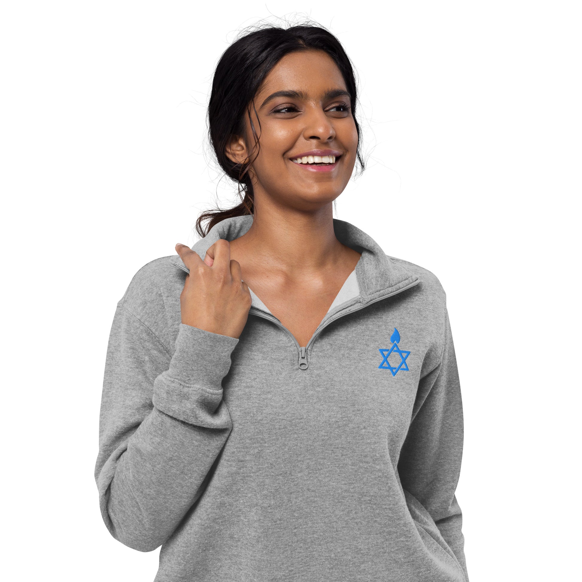 Fire Stars Of David Unisex Fleece Pullover - American Zionist