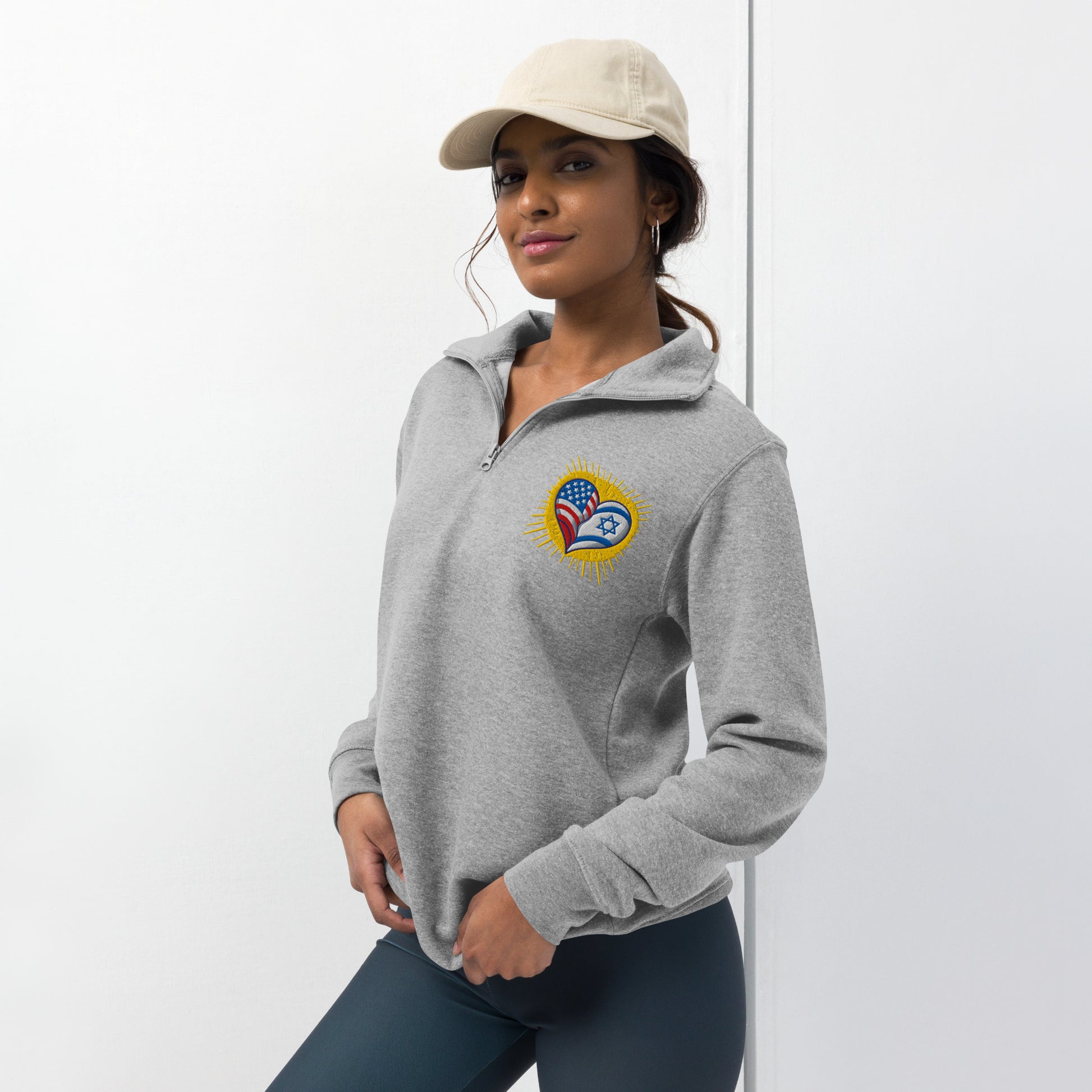 America & Israel Unisex Fleece Pullover - American Zionist