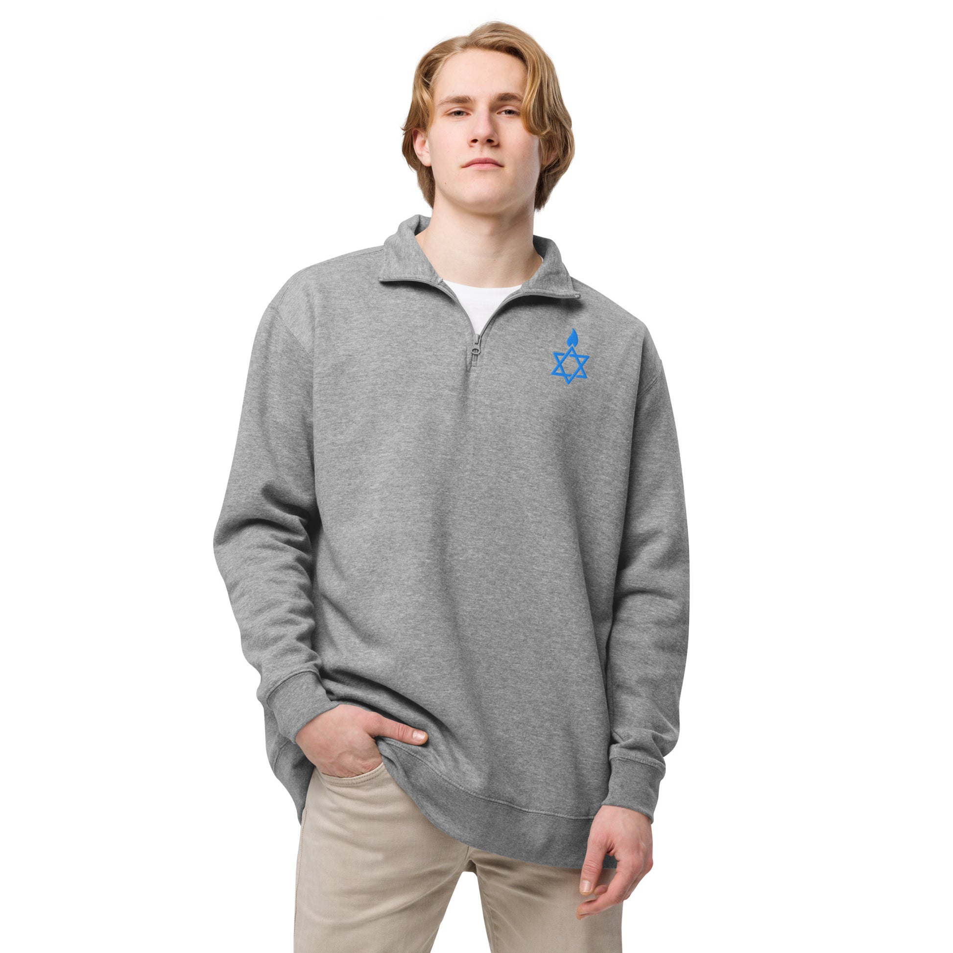 Fire Stars Of David Unisex Fleece Pullover - American Zionist