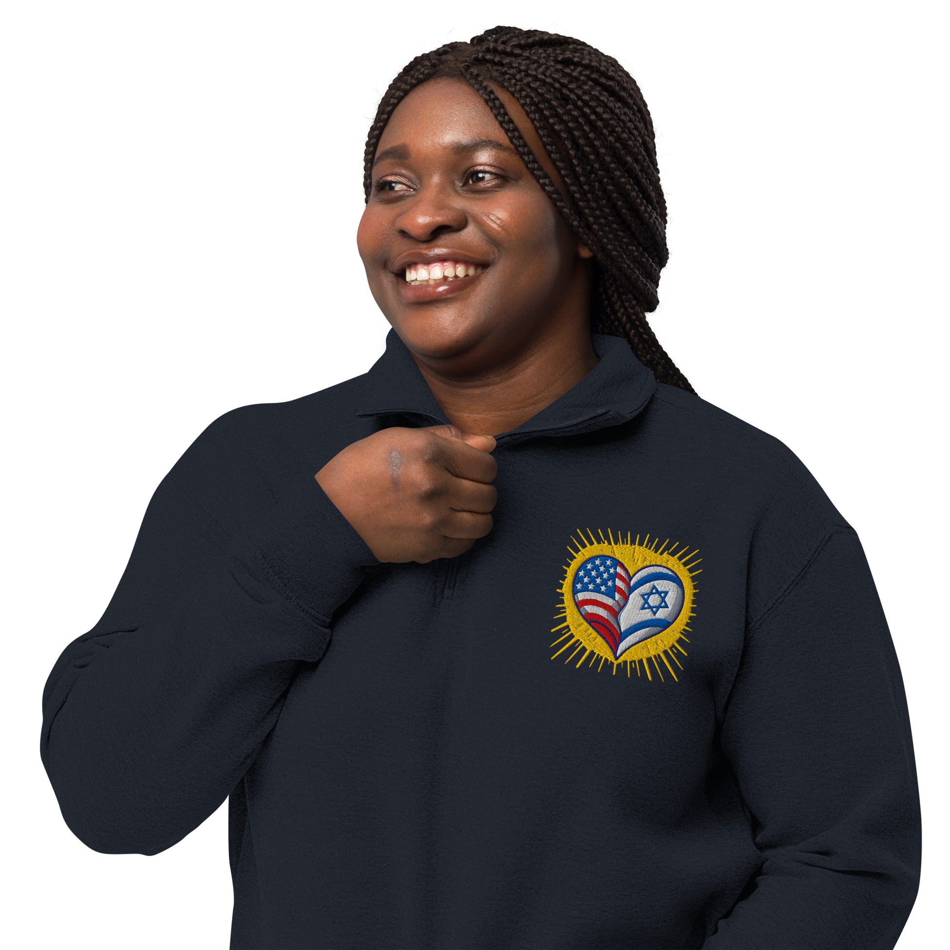 America & Israel Unisex Fleece Pullover - American Zionist