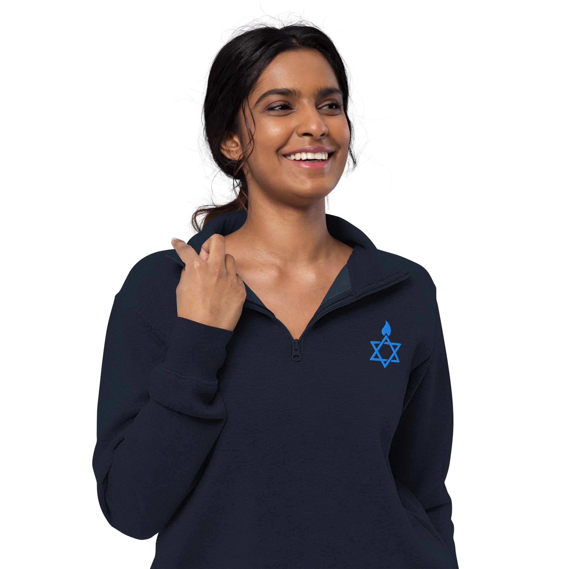 Fire Stars Of David Unisex Fleece Pullover - American Zionist